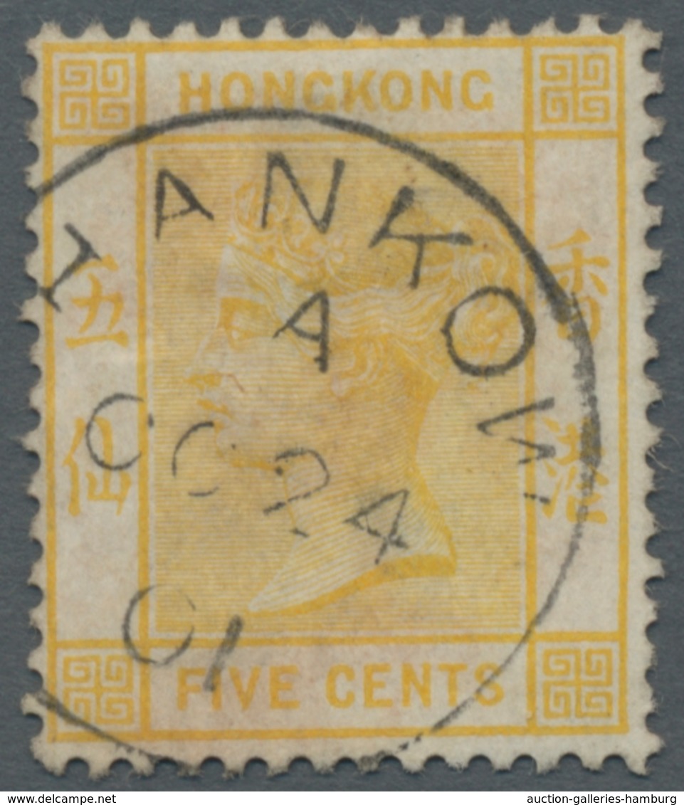 Hongkong - Treaty Ports: 1880-1900 (c.) TREATY PORTS Cancellations, Nice Lot Of 24 Stamps Showing A - Autres & Non Classés