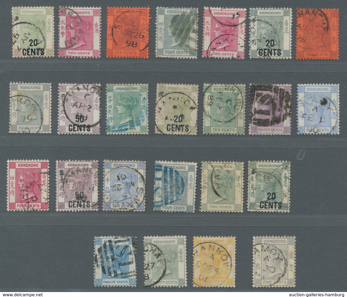 Hongkong - Treaty Ports: 1880-1900 (c.) TREATY PORTS cancellations, nice lot of 24 stamps showing a