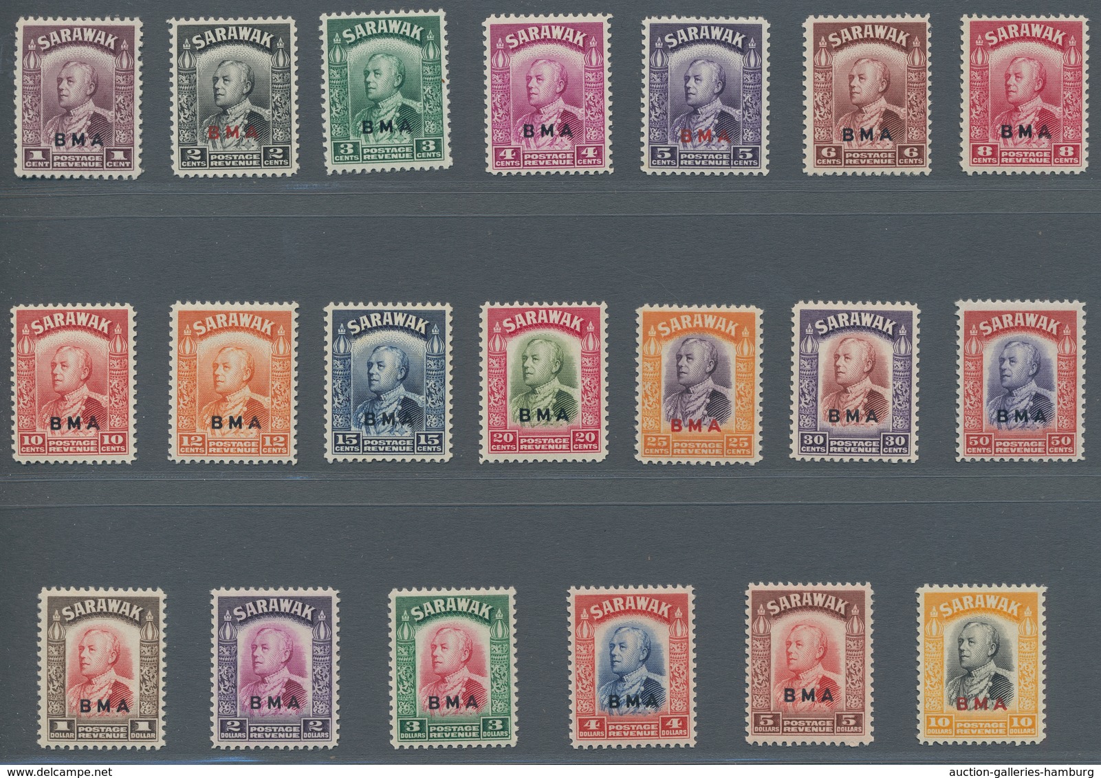 Malaiische Staaten - Sarawak: 1945, British Military Administration, Surcharge On 1934 Definitives, - Other & Unclassified