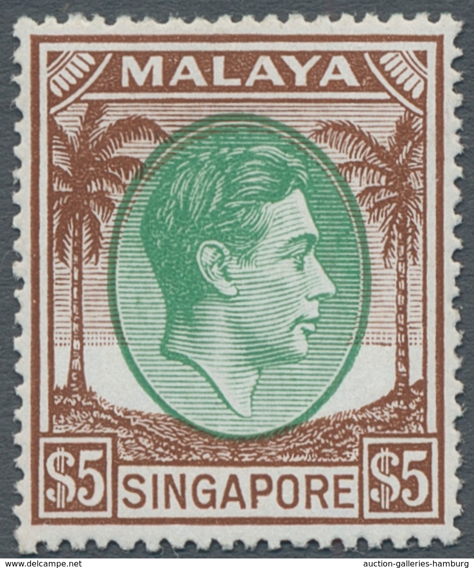 Singapur: 1948, Freimarkenausgabe König Georg VI., Der Höchstwert 5 Dollar In Zähnung C (17 1/2:18), - Singapur (...-1959)