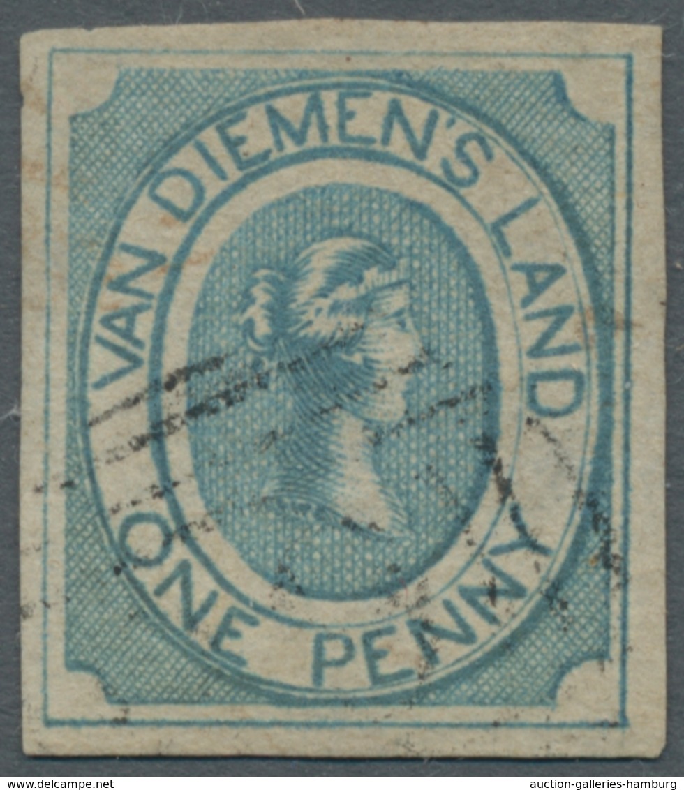 Tasmanien: 1853, 1d Blue With Large Margins All Round, A Very Fine Copy With Light Cancellation - Covers & Documents