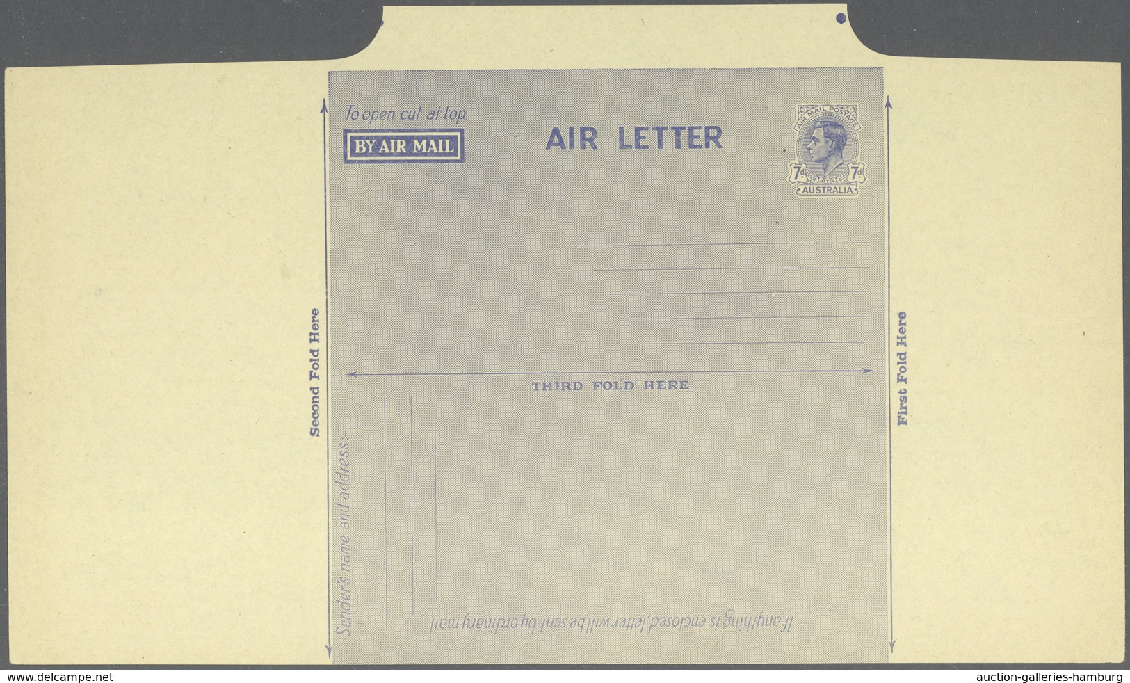 Australien - Ganzsachen: 1944, KGVI 7d. AIR LETTER (two Words) On Yellow-ochre Paper With Ungummed F - Postal Stationery