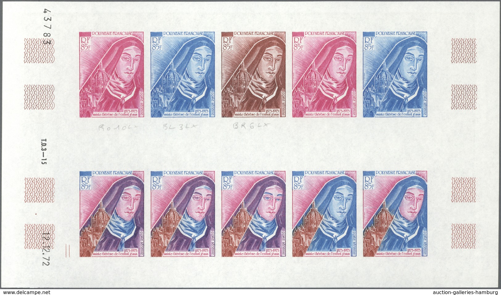 Französisch-Polynesien: 1973. Complete Issue "Centenary Of The Birth Of St. Teresa Of Lisieux" (1 Va - Unused Stamps