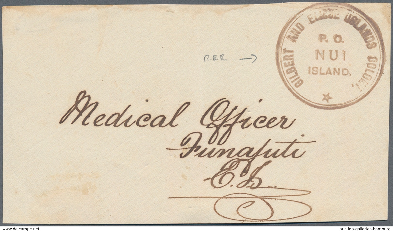 Gilbert- Und Ellice-Inseln: 1880 (ca.), Cover Frontside With Post Office-cancel "GILBERT AND ELLIS I - Gilbert & Ellice Islands (...-1979)