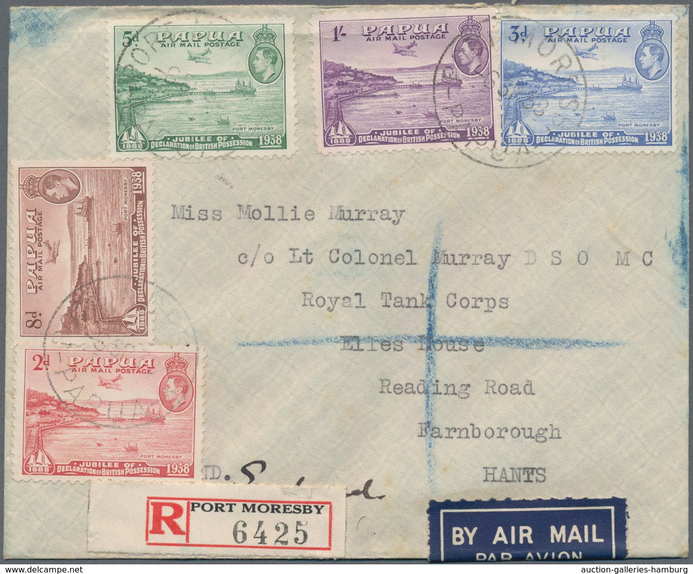 Papua: 1938 (6.9.), 50th Anniversary Of Declaration Of British Posession Complete Set Of Five Airmai - Papua New Guinea