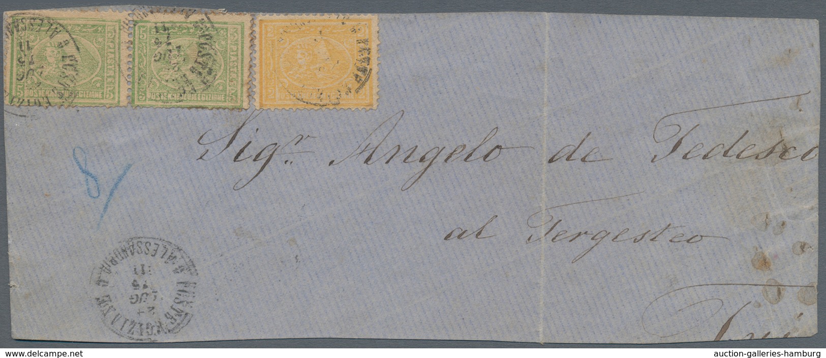 Ägypten: 1872 Third Issue (1st Printing) 5pi. Yellow-green Horizontal Pair, PERFORATED 13⅓, Along Wi - 1866-1914 Khedivate Of Egypt