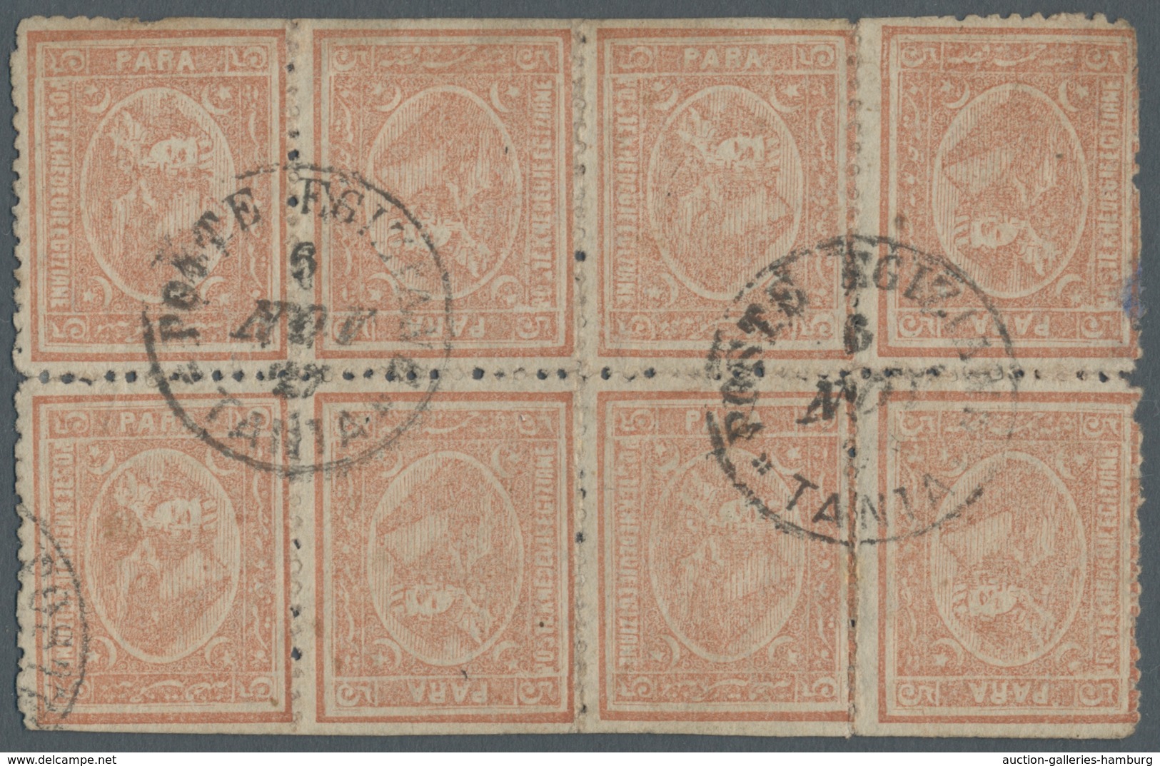 Ägypten: 1874-75, 5 Pa Brown Vertical Block Of Eight Containing Four Tete-beche Vertical Pairs, Vert - 1866-1914 Ägypten Khediva