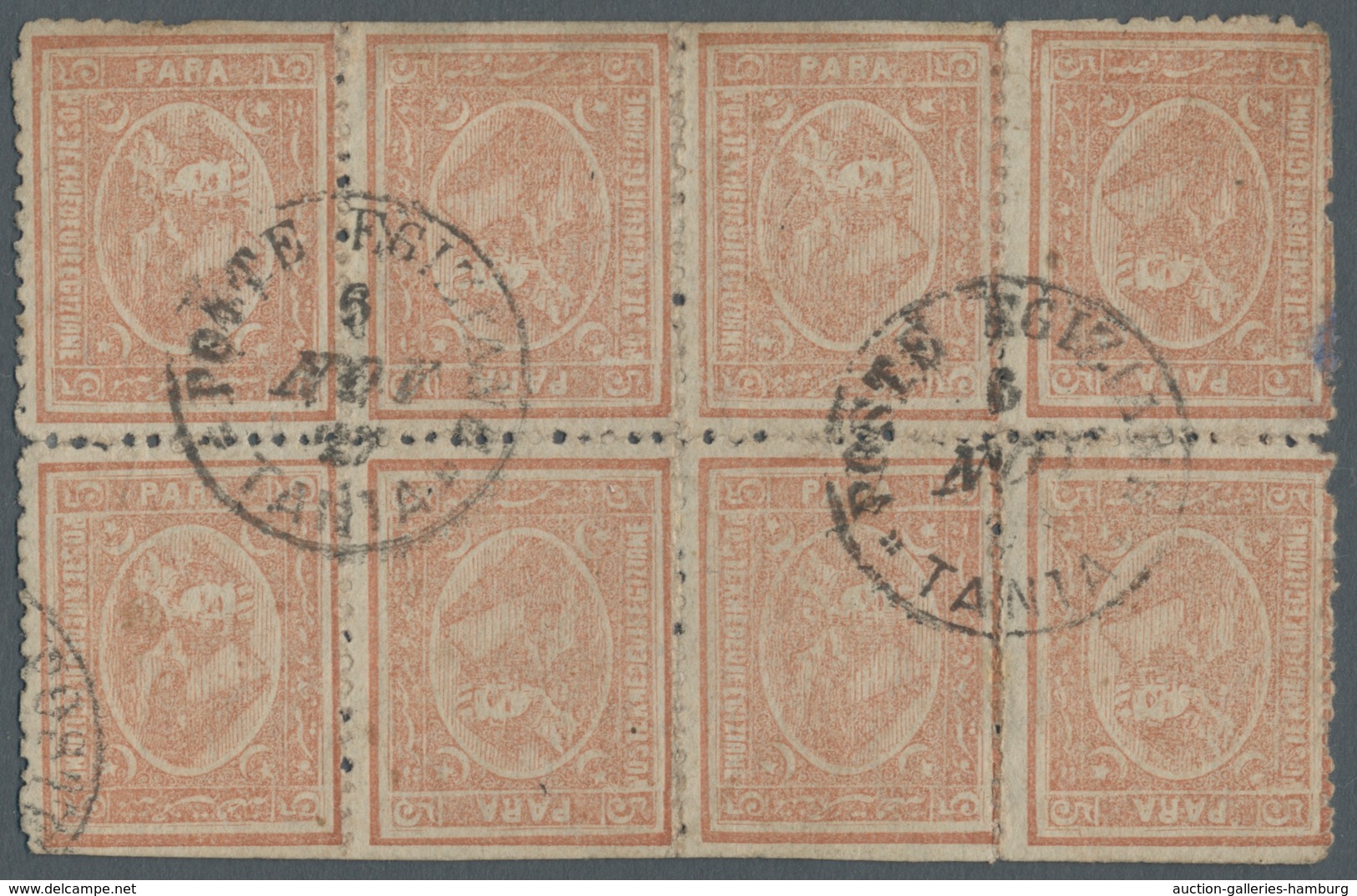 Ägypten: 1874-75, 5 Pa Brown Vertical Block Of Eight Containing Four Tete-beche Vertical Pairs, Vert - 1866-1914 Khedivate Of Egypt