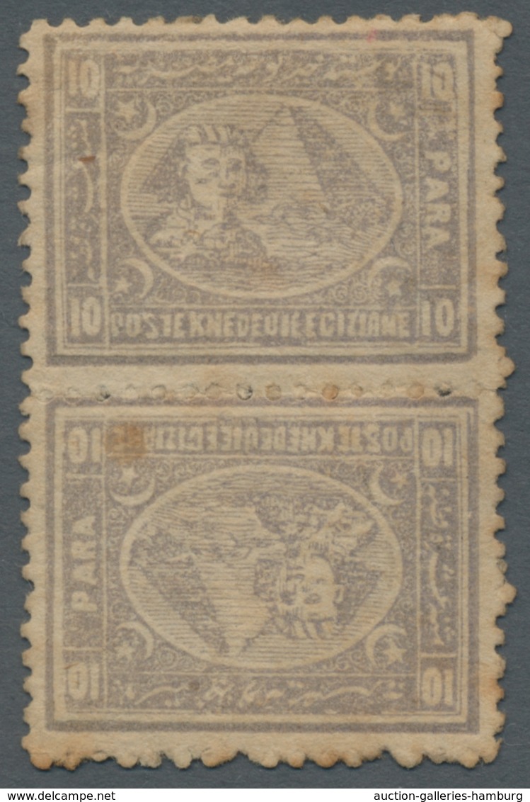 Ägypten: 1874-75, 10pa Grey-lilac Two Tete-beche Pairs In Different Perforations, Mint Orig.gum (one - 1866-1914 Khedivate Of Egypt