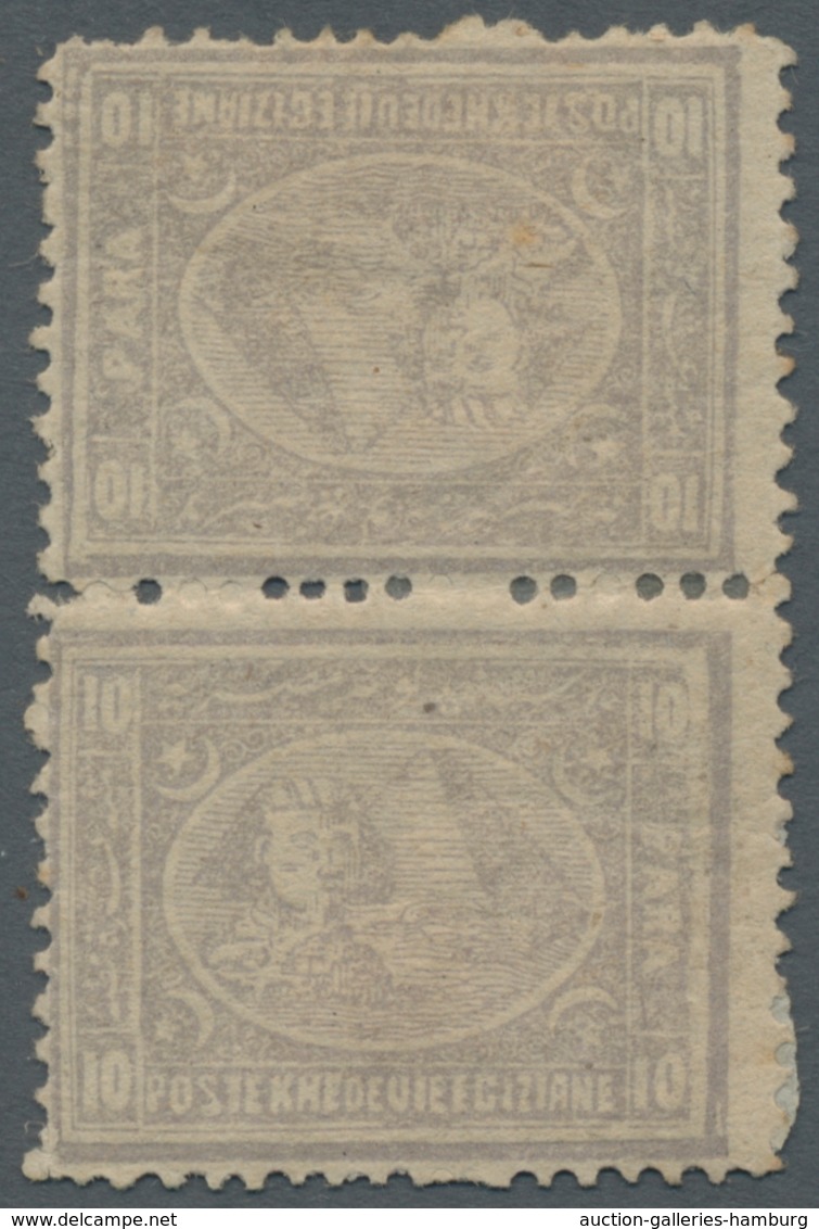 Ägypten: 1874-75, 10pa Grey-lilac Two Tete-beche Pairs In Different Perforations, Mint Orig.gum (one - 1866-1914 Ägypten Khediva