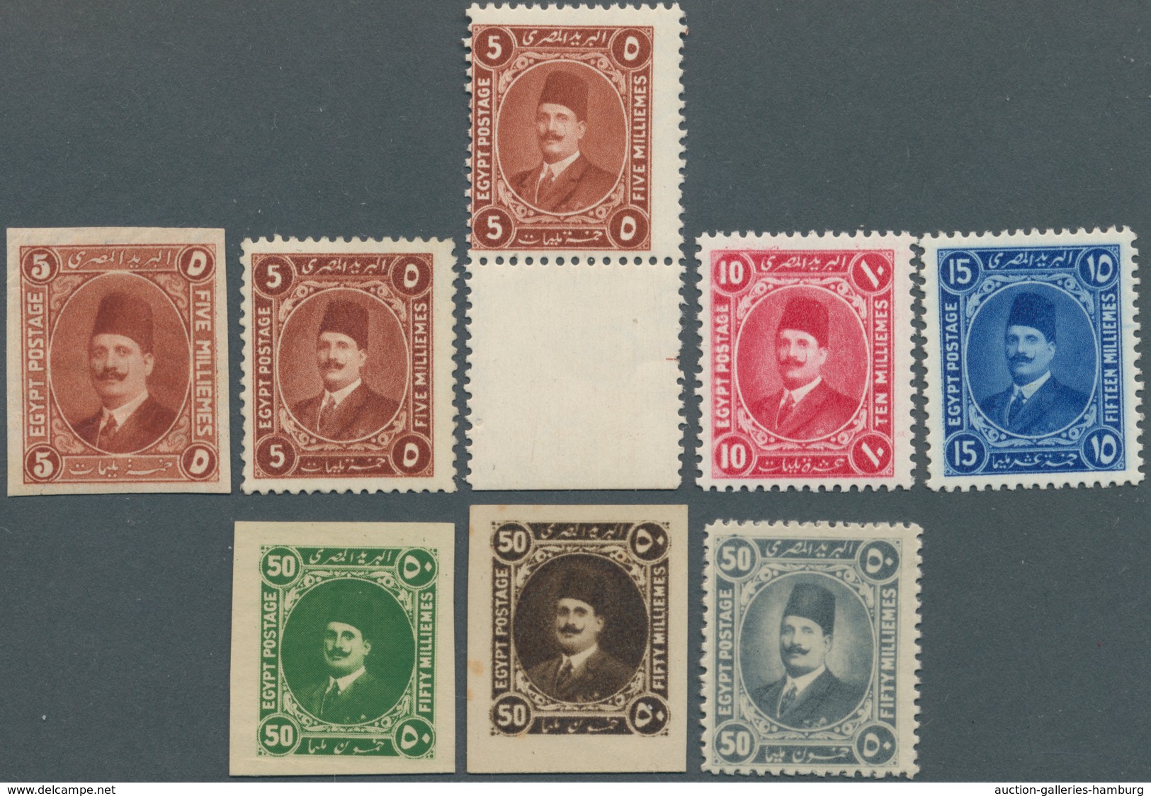 Ägypten: 1922 King Fouad 1st Issue, Eight Essays By Harrison & Sons, With Five Essays (5m.(3), 10m., - 1866-1914 Khedivate Of Egypt