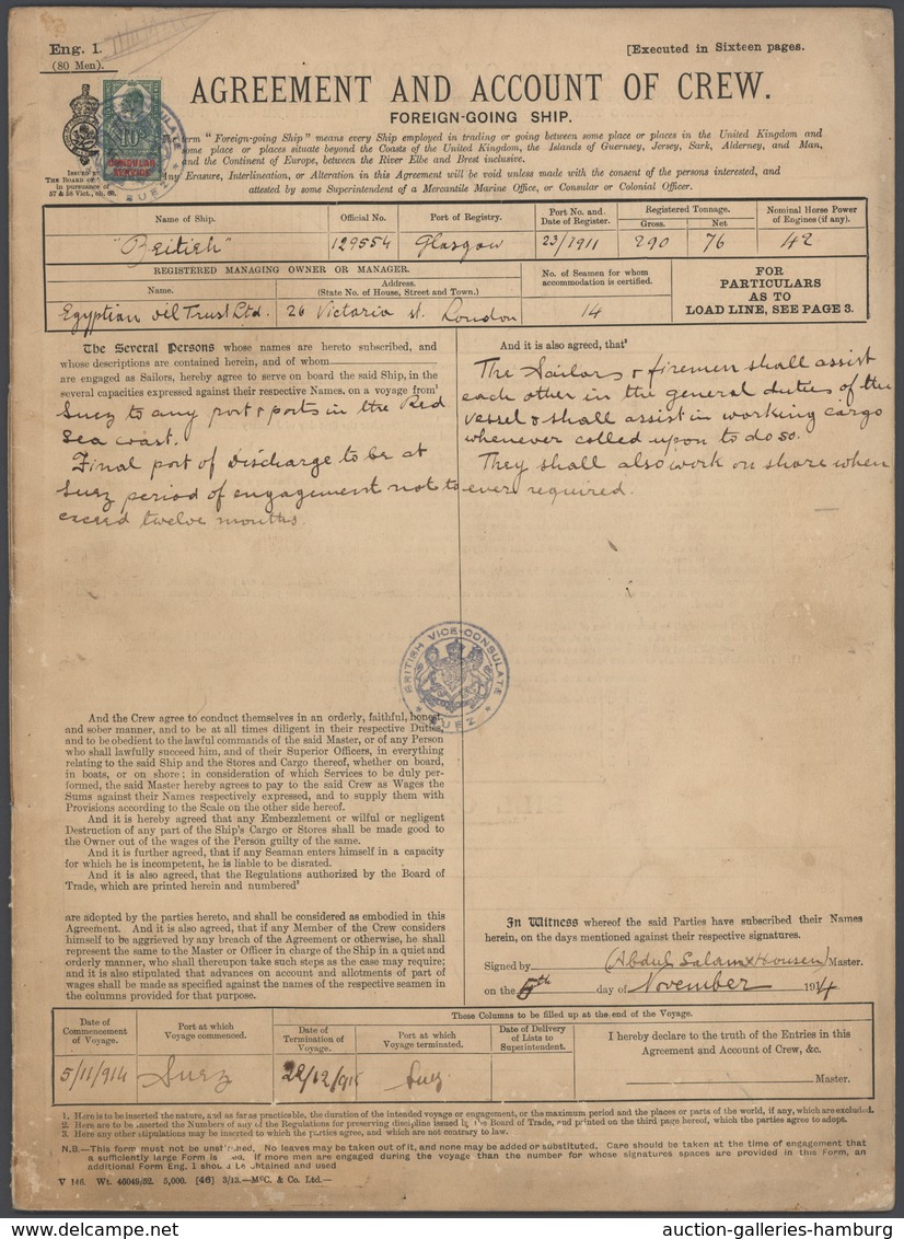 Ägypten - Besonderheiten: 1901/1914-15, Certificate Issued At The British Consulate In Cairo 8th Jun - Sonstige & Ohne Zuordnung