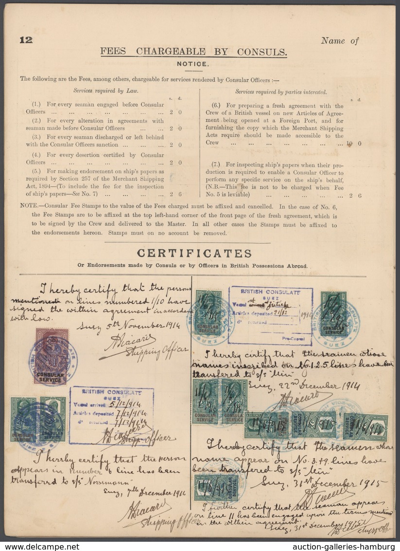 Ägypten - Besonderheiten: 1901/1914-15, Certificate Issued At The British Consulate In Cairo 8th Jun - Other & Unclassified