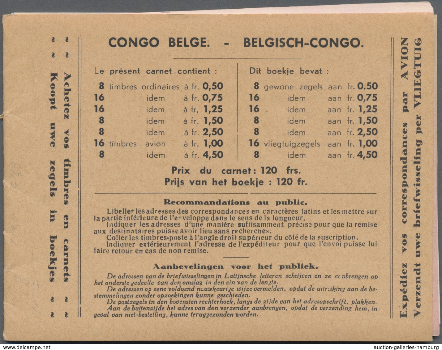 Belgisch-Kongo: 1937, Stamp Booklet Containing Total 80 Definitive And Airmail Stamps In Blocks Of E - Other & Unclassified