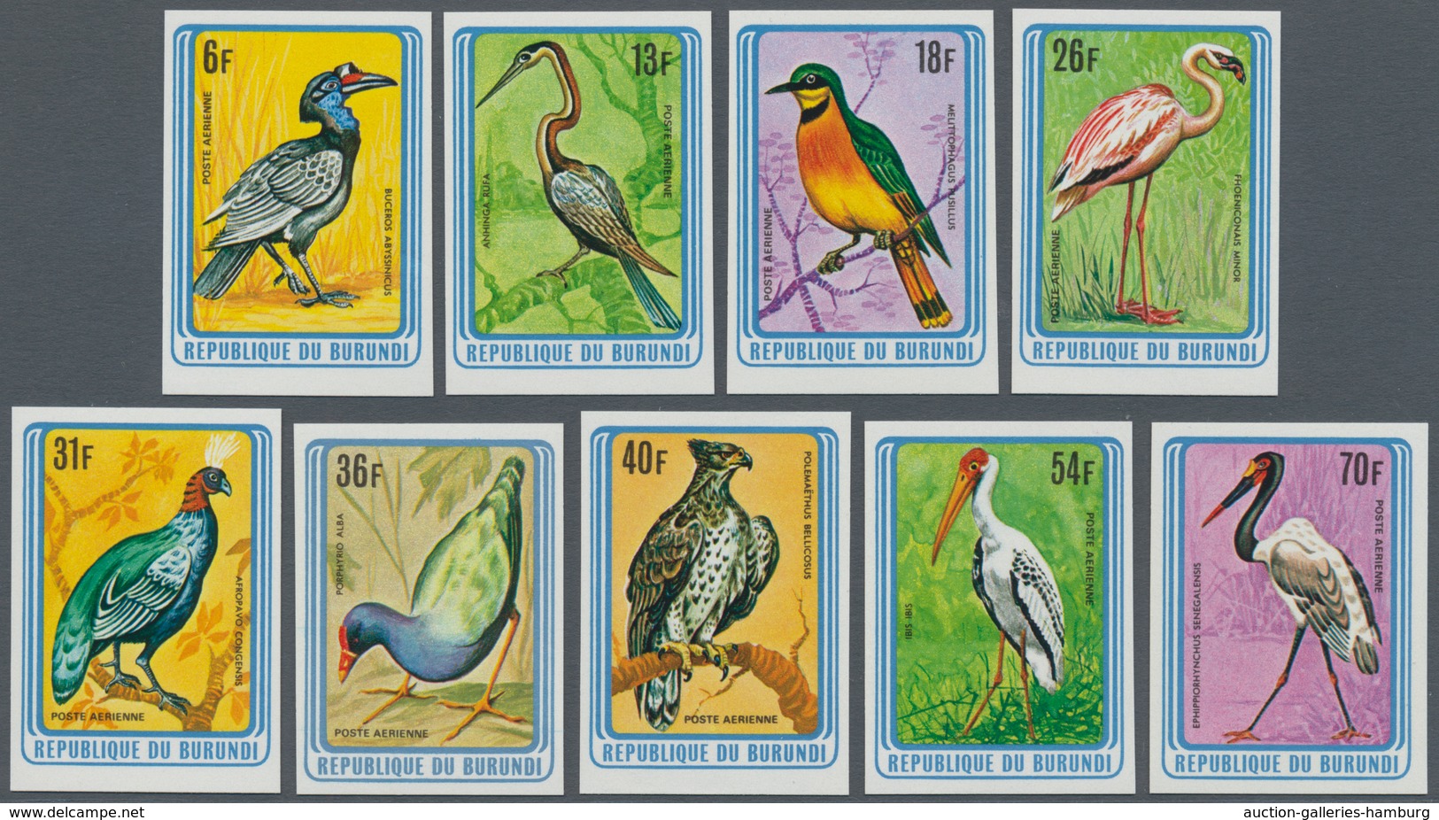 Burundi: 1979, Birds Complete IMPERFORATE Set Of Nine Airmail Stamps, Mint Never Hinged And Very Sca - Ungebraucht