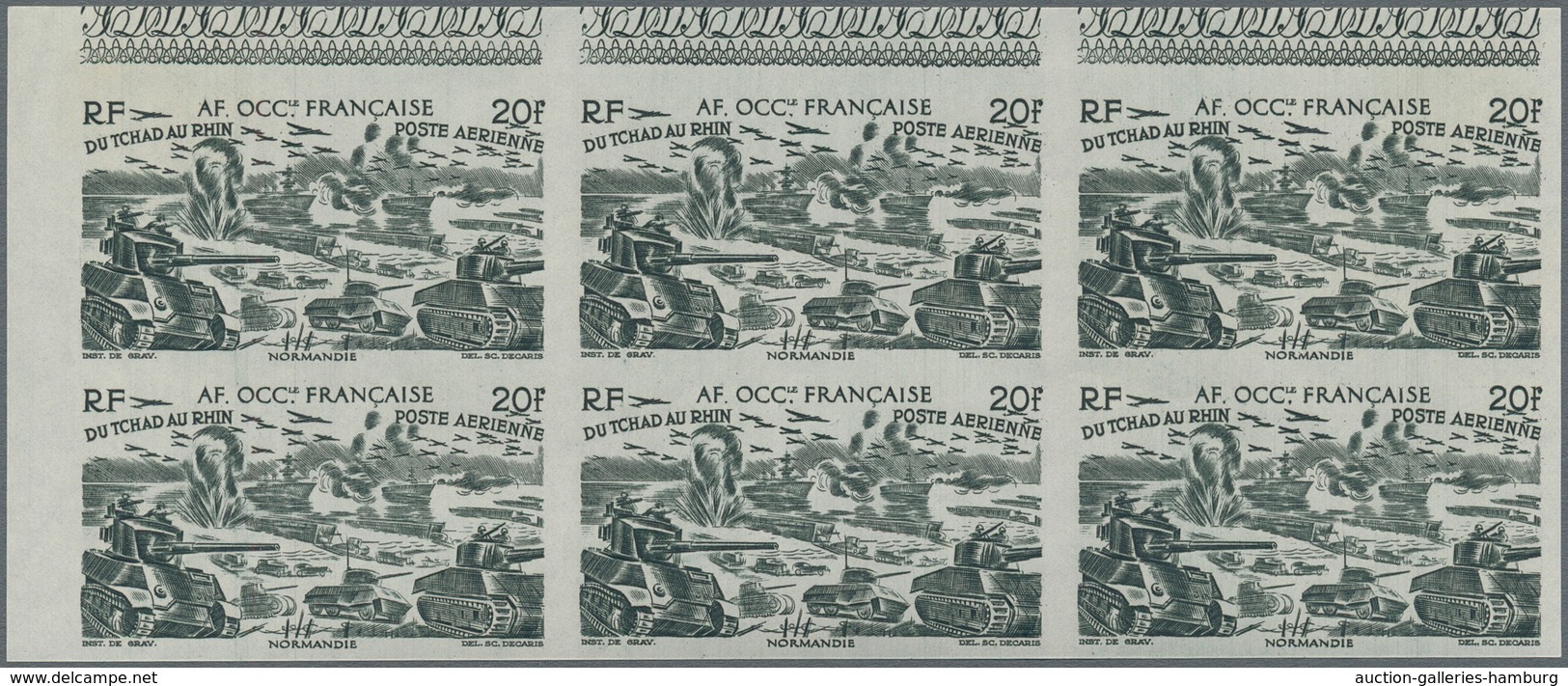 Französisch-Westafrika: 1946, Du Chad Au Rhin, 5fr.-50fr., Complete Set Of Six Values In Imperforate - Other & Unclassified
