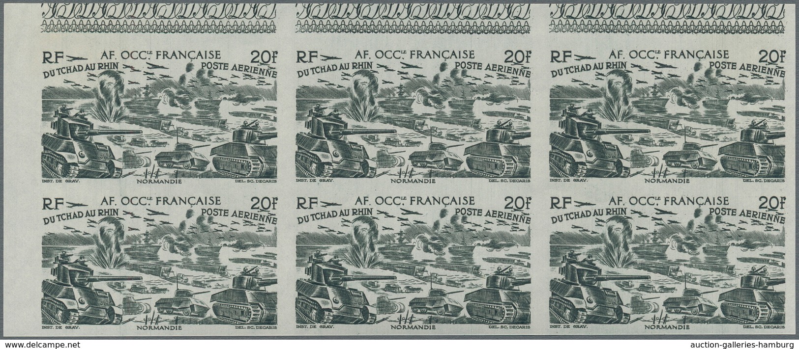 Französisch-Westafrika: 1946, Du Chad Au Rhin, 5fr.-50fr., Complete Set Of Six Values In Imperforate - Sonstige & Ohne Zuordnung