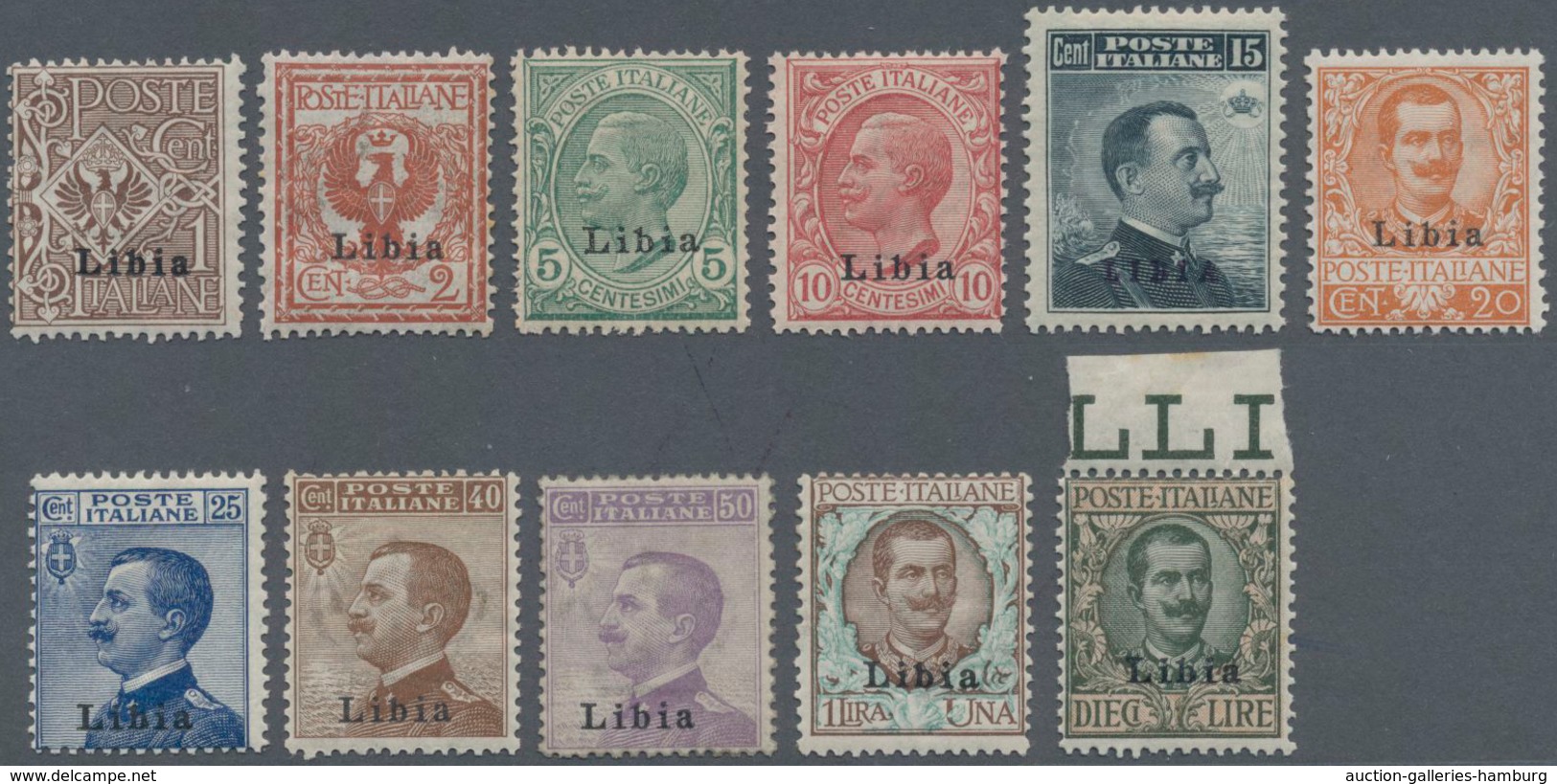 Italienisch-Libyen: 1912/1915, 1 C To 50 C, 1 L And 10 L Mint Never Hinged (Sass. 1.600.-) ÷ 1912/19 - Libyen