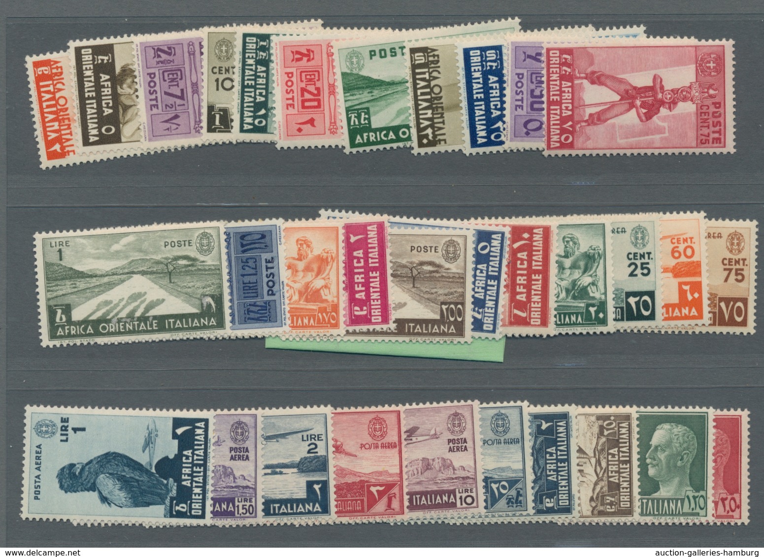 Italienisch-Ostafrika: 1938 - Definitives, airmail and express stamps - the complete issue MNH in su