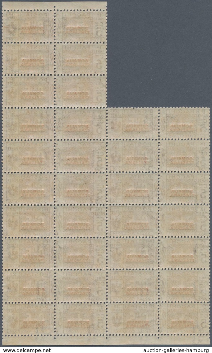Italienisch-Somaliland: 1926/1931, 5 Cent. Brown In Vertical Block Of 17, Mint Never Hinged (Sass. 1 - Somalia