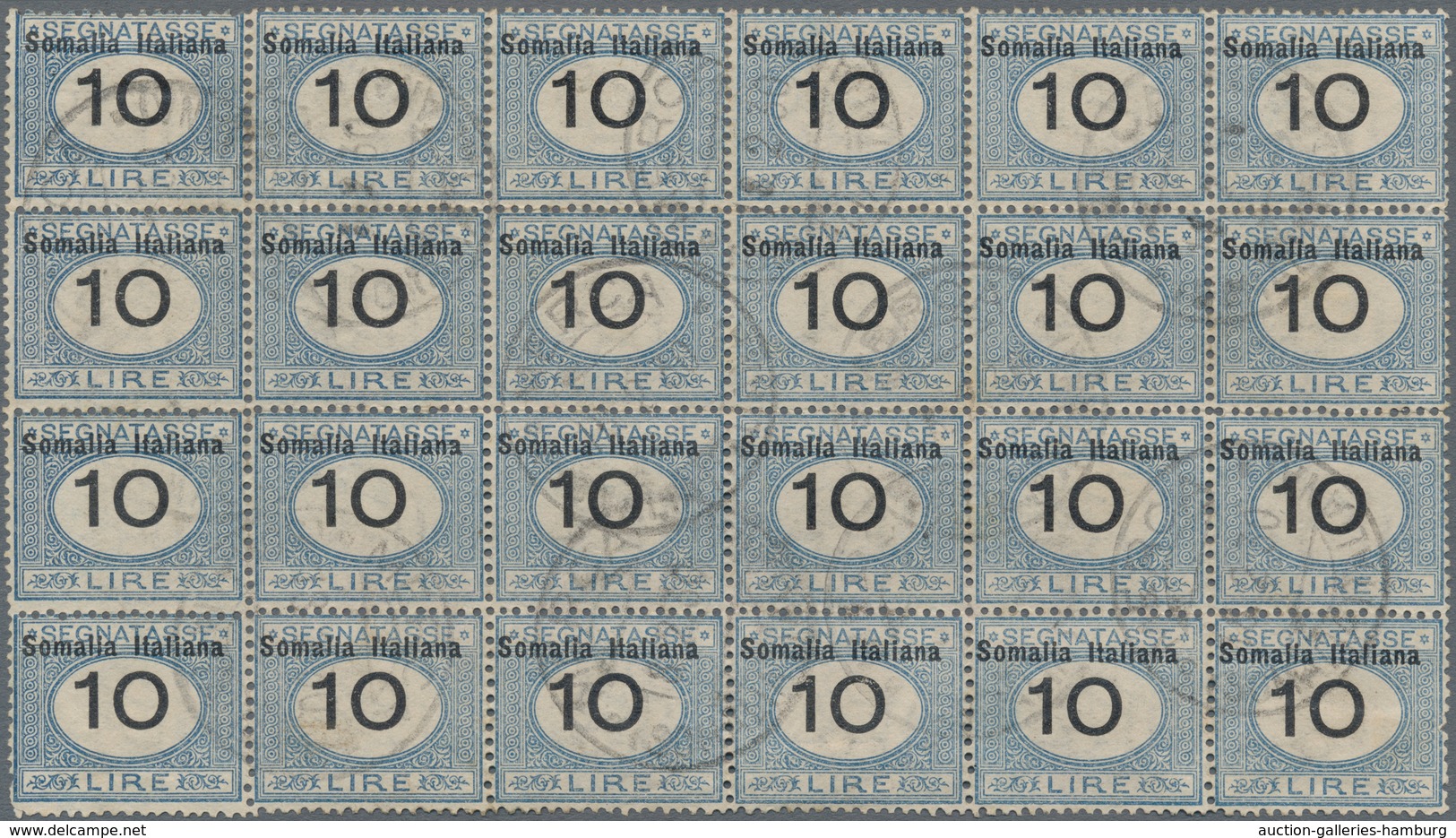 Italienisch-Somaliland - Portomarken: 1926, Postage Due 2 Lire Block Of 15 And 10 Lire Block Of 24 A - Somalia