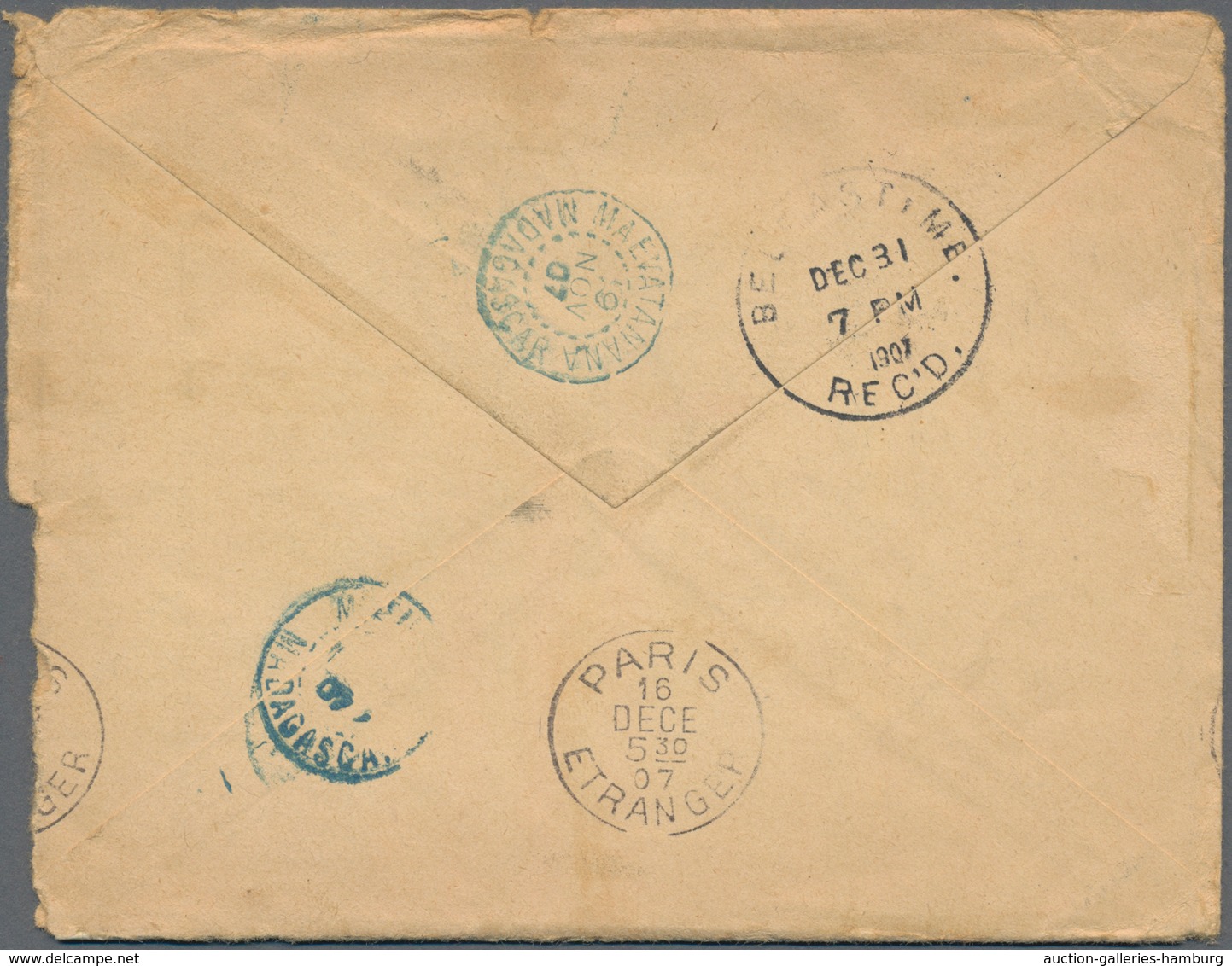 Madagaskar: 1907 Letter With Contents Of Maevatanana With The Right Postal Rate Of 5x5 Cent. Red On - Other & Unclassified