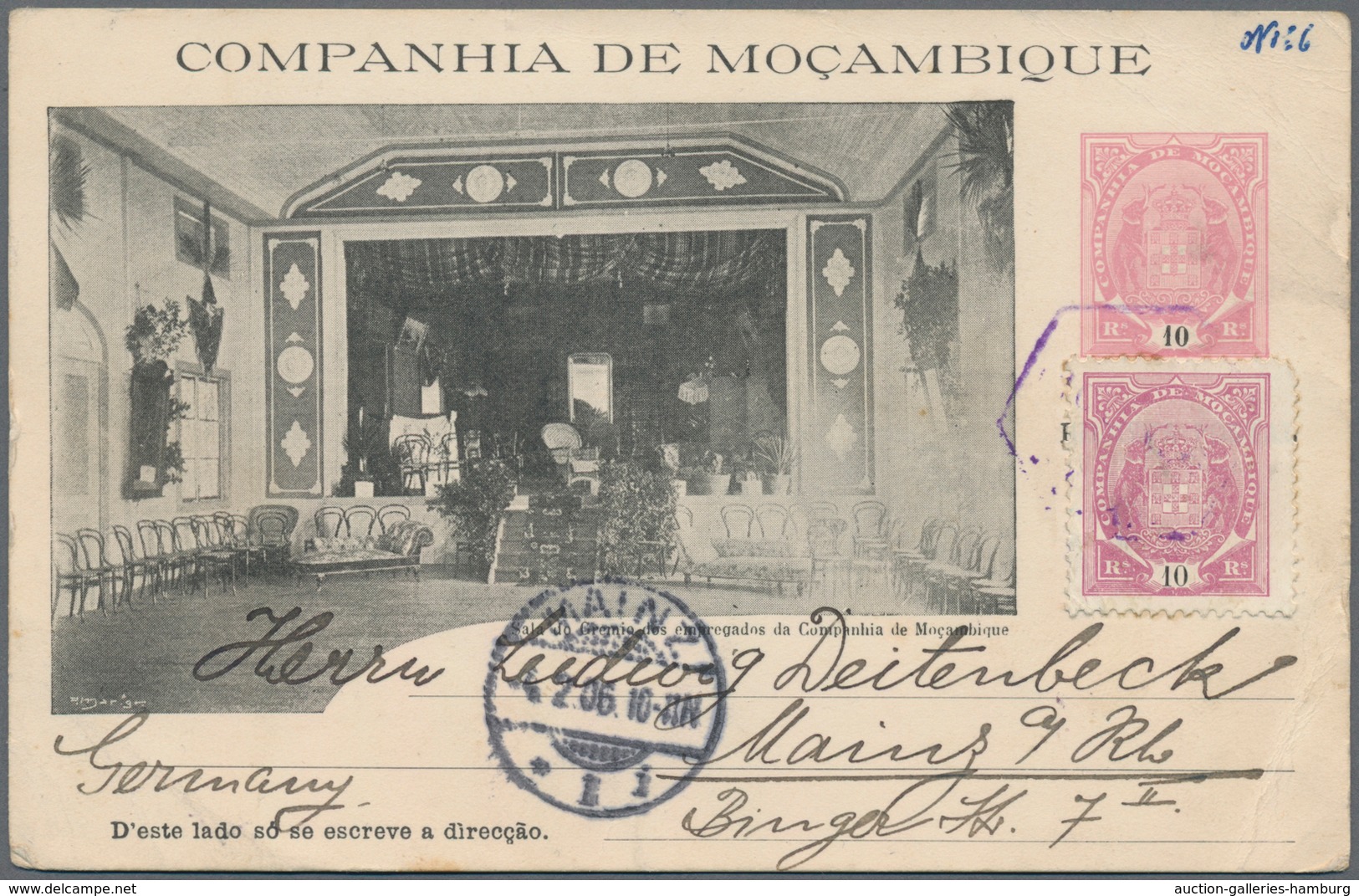 Mocambique - Provinzausgaben: Mocambique-Gesellschaft: 1906 Pictured Postal Stationery Card With Lon - Mozambique