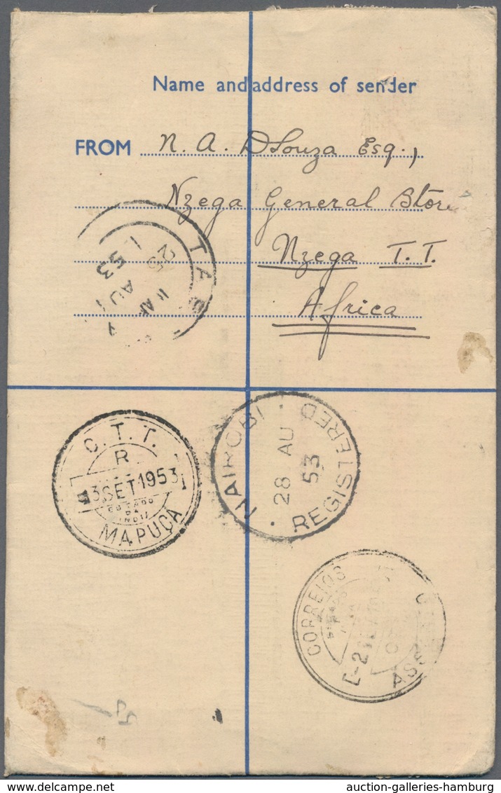 Ostafrikanische Gemeinschaft: 1953/54 Two Uprated Registered Postal Stationery Envelopes From Morogo - British East Africa