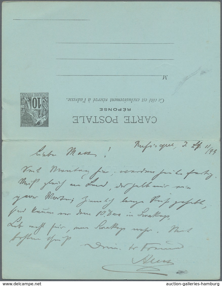 Senegal: 1892 Postal Stationery Doublecard With Attached Unused Reply Part Sent 1898 From Rufisque V - Senegal (1960-...)