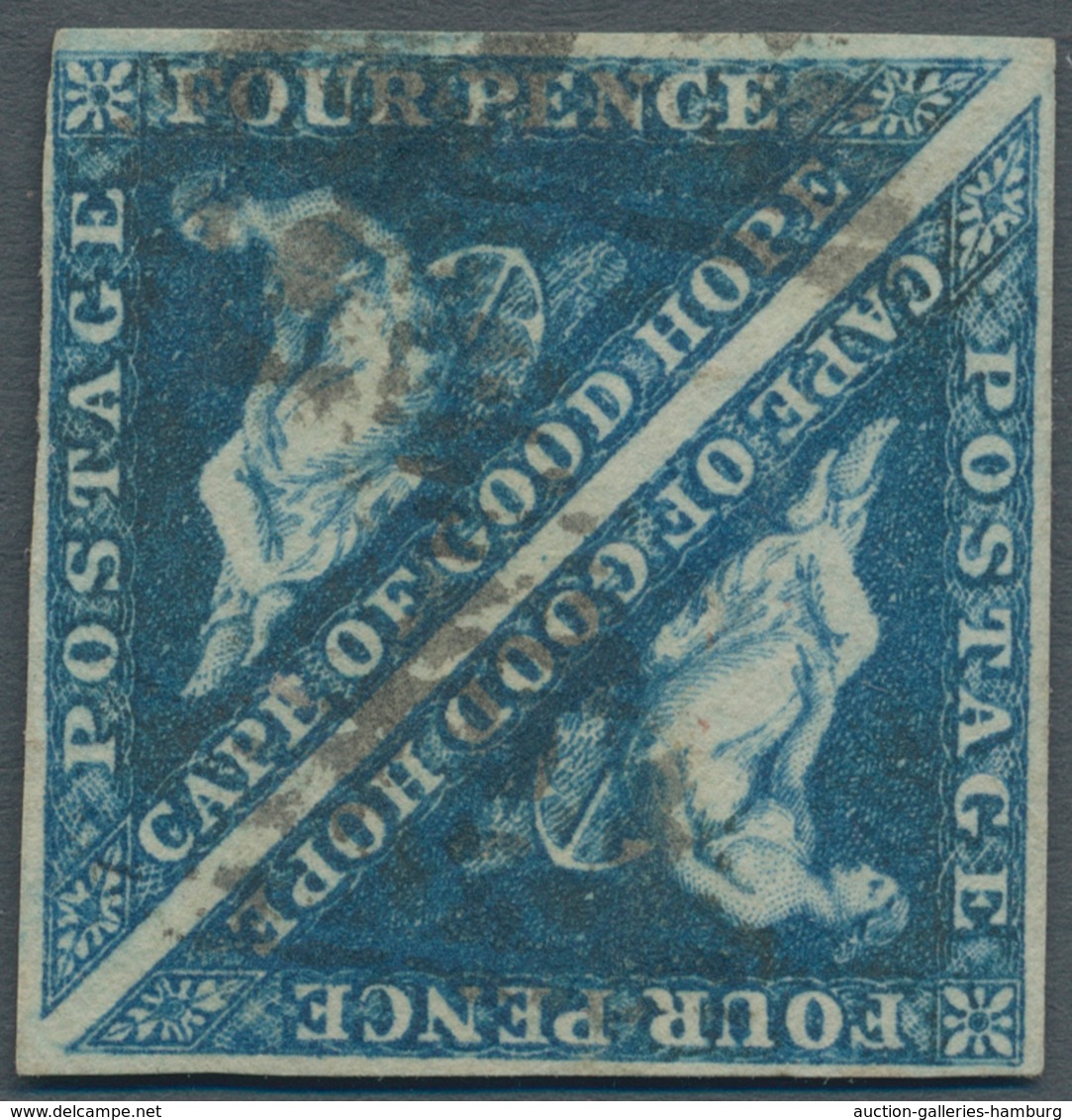 Kap Der Guten Hoffnung: 1855, 4 Pence Blue Perkins, Pair With Watermark Sideways, Scott 4d(2), SG 6c - Kap Der Guten Hoffnung (1853-1904)