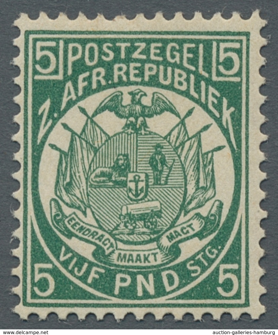 Transvaal: 1885, Freimarke Vijf (5) Pfund Grün In Tadelloser Ungebrauchter Erhaltung Signiert "Bela - Transvaal (1870-1909)