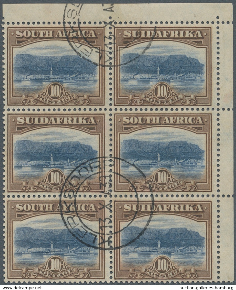 Südafrika: 1927, Definitives "Pictorials", 10s. Bright Blue/brown, Block Of Six From The Upper Right - Sonstige & Ohne Zuordnung