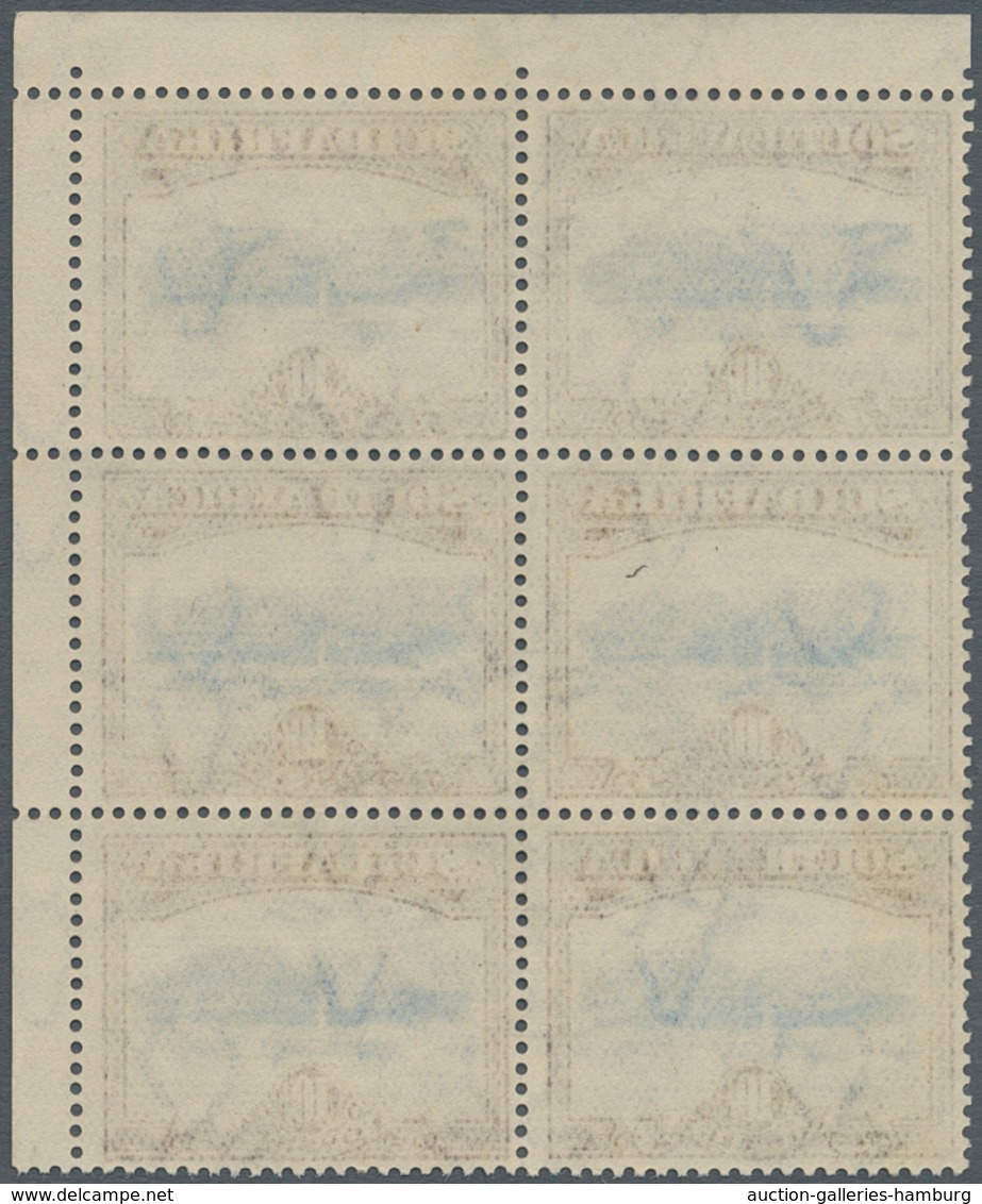 Südafrika: 1927, Definitives "Pictorials", 10s. Bright Blue/brown, Block Of Six From The Upper Right - Sonstige & Ohne Zuordnung
