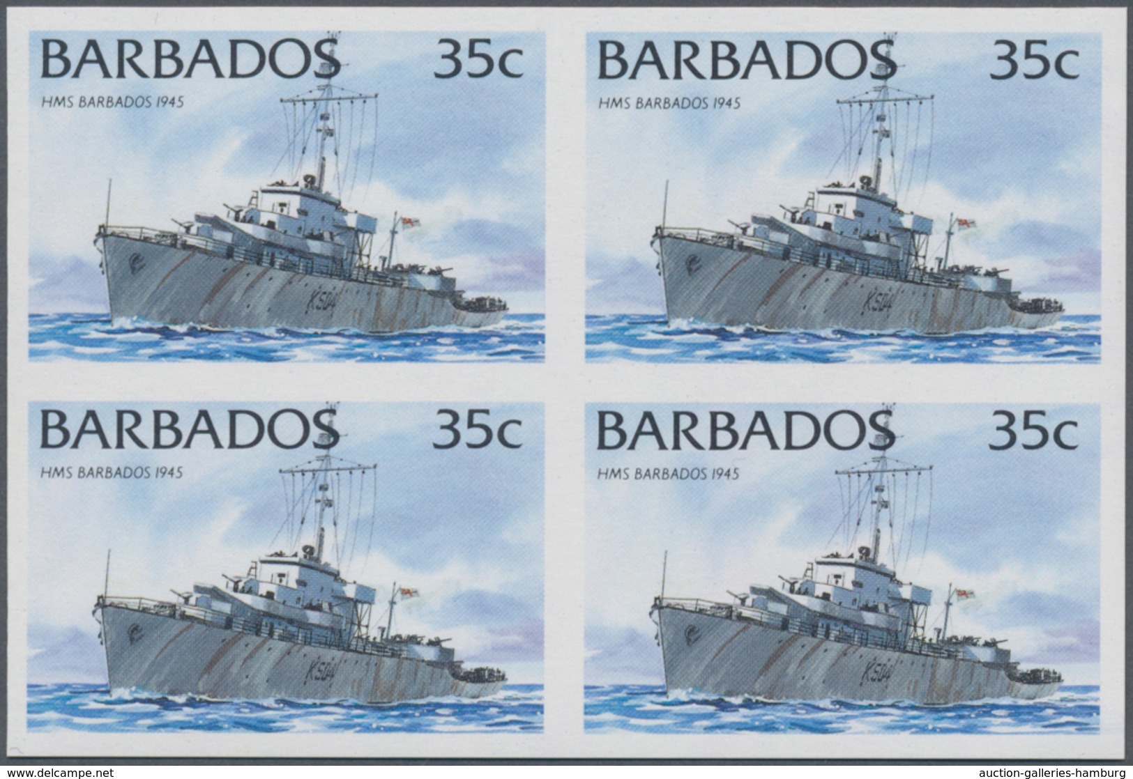 Barbados: 1994/1999. IMPERFORATE Block Of 4 (type I Without Year) For The 35c Value Of The Definitiv - Barbados (1966-...)