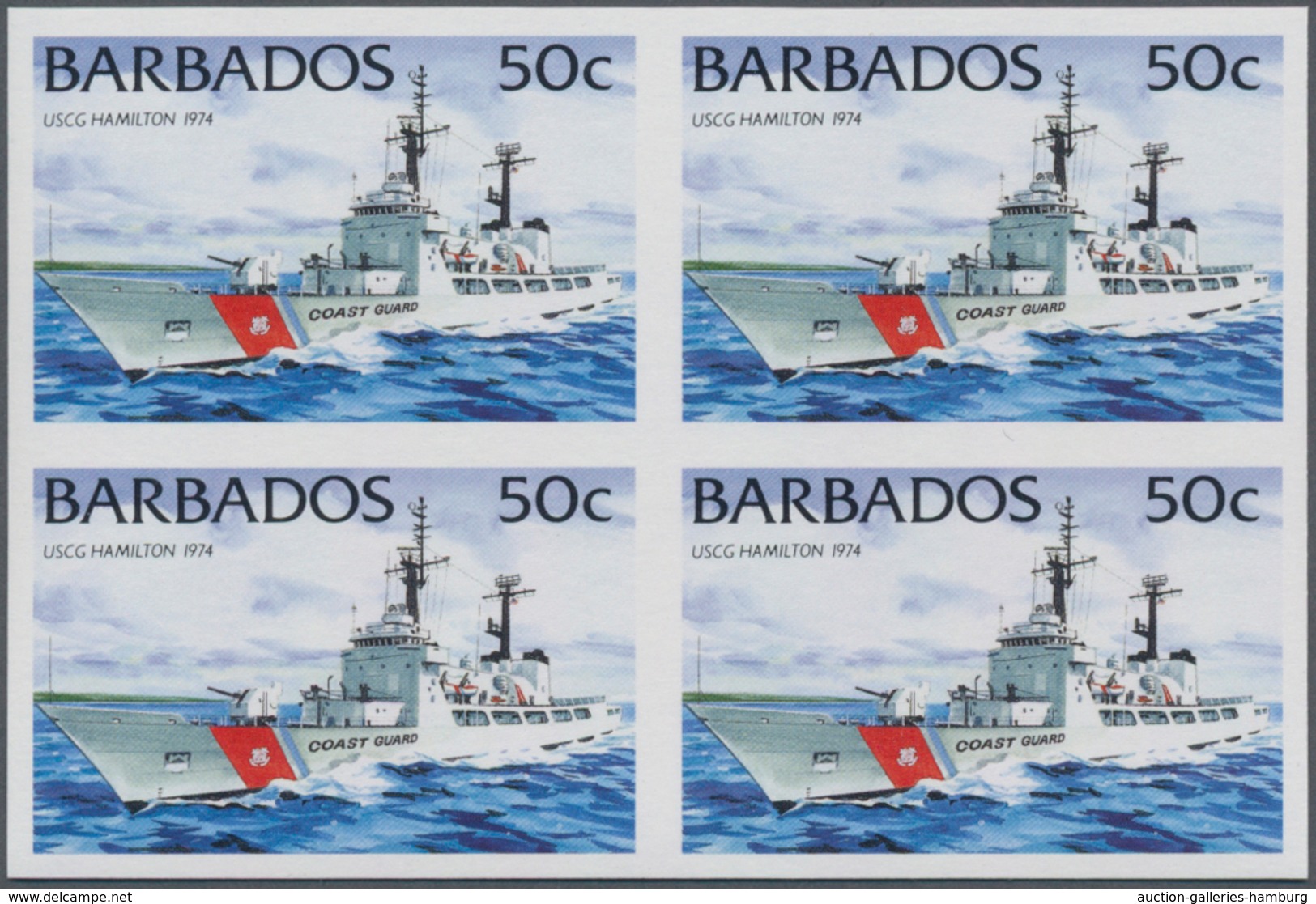 Barbados: 1994/1999. IMPERFORATE Block Of 4 (type I Without Year) For The 50c Value Of The Definitiv - Barbados (1966-...)