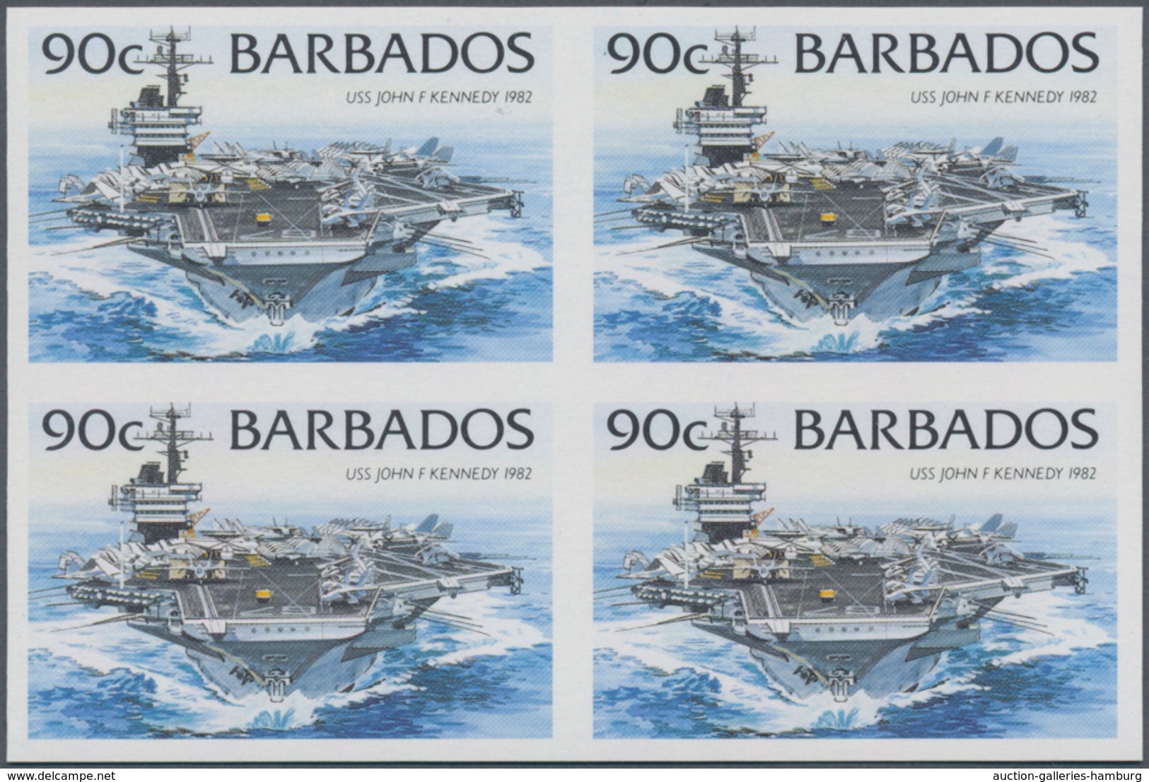 Barbados: 1994/1999. IMPERFORATE Block Of 4 (type I Without Year) For The 90c Value Of The Definitiv - Barbados (1966-...)