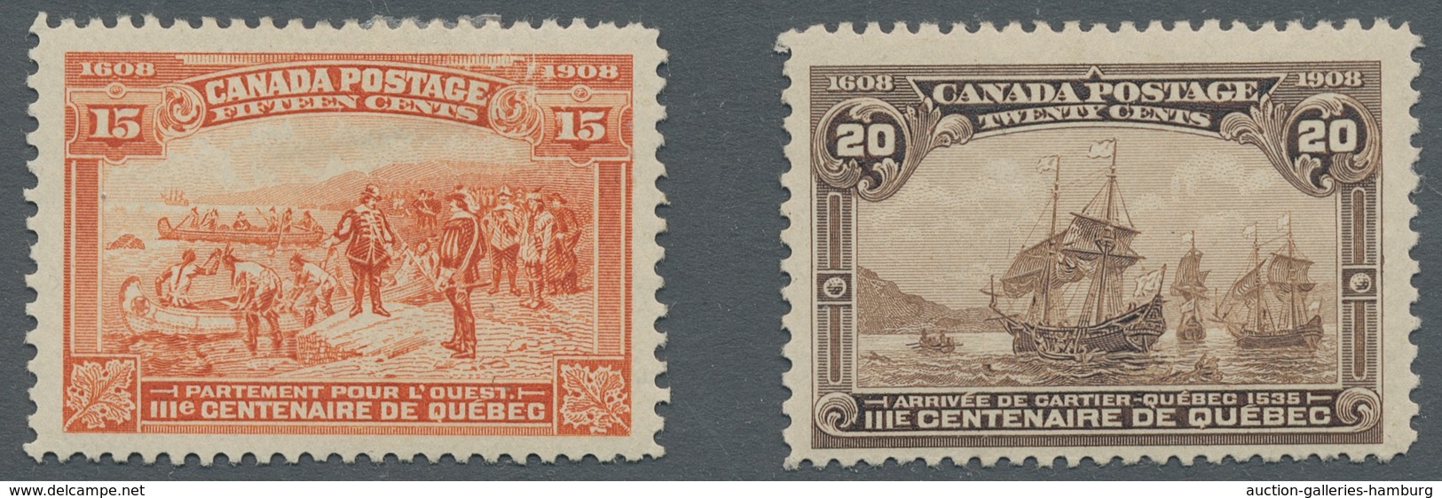 Canada: 1908, "300 Jahre Stadt Quebec" 5 Bis 20 Cent In Sehr Guter Ungebrauchter Erhaltung (7 Cent I - Covers & Documents