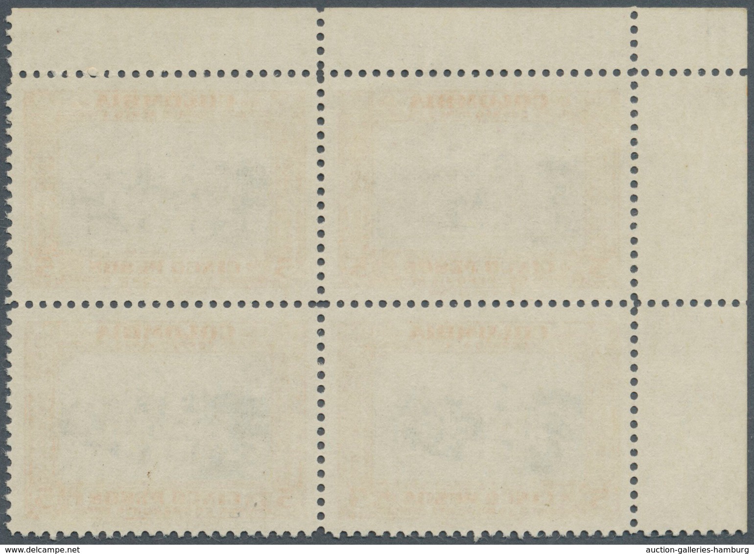 Kolumbien: 1951, Country Scenes 5p. Orange/grey Block/4 From Upper Left Corner WITHOUT Opt. And UNIS - Kolumbien