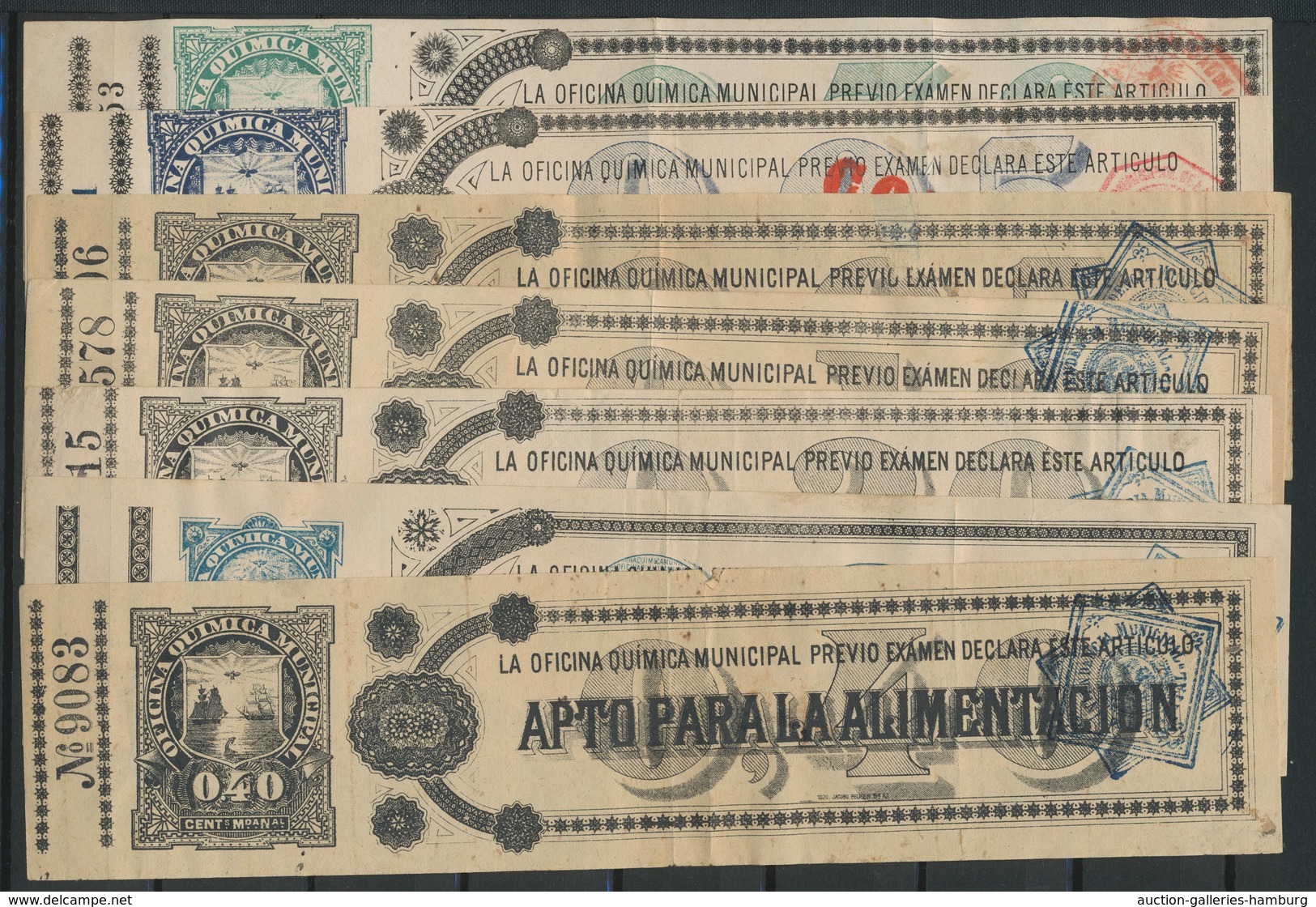 Kolumbien - Departamentos: Tolima: 1886, 5 And 10 Cents Coupon, Plus 1887-1893, Seven More Coupons I - Colombia