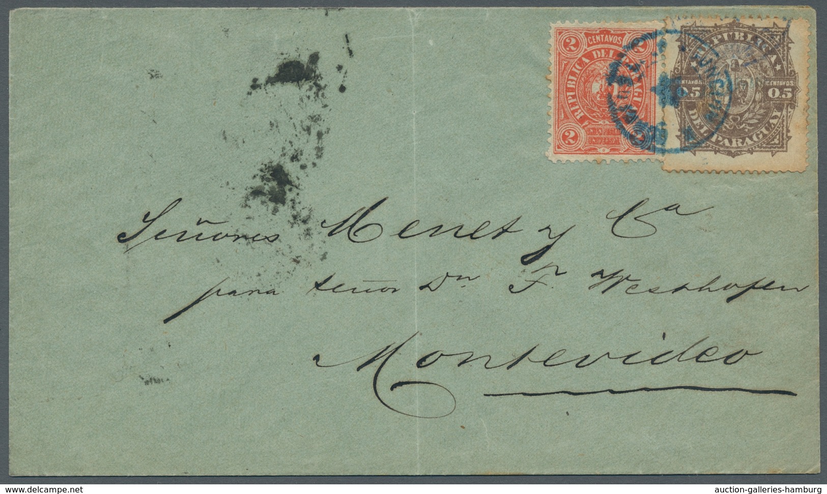 Paraguay: 1884, Two Letters Addressed To Montevideo, Uruguay, Bearing 1883 Fiscal Stamps Used As Pos - Paraguay