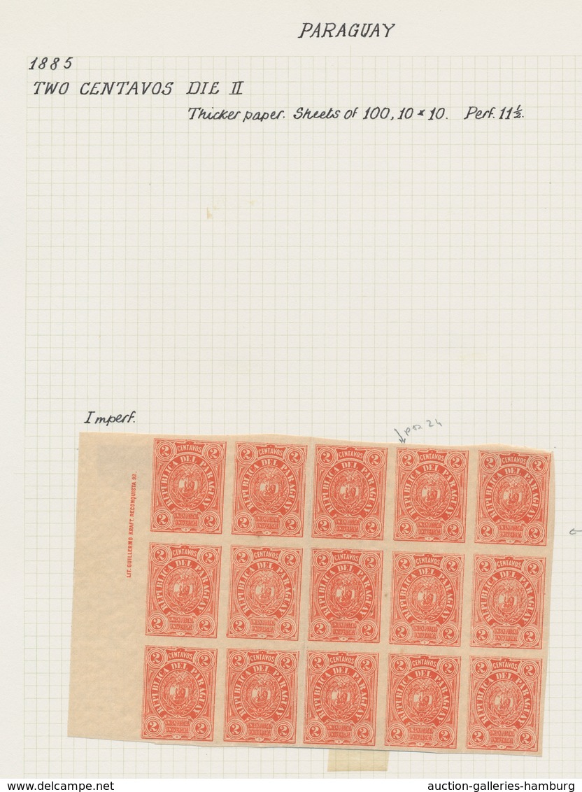 Paraguay: 1884-86, Third "lion" Issue, Specialised Collection On Album Pages Comprising Full Sheets - Paraguay