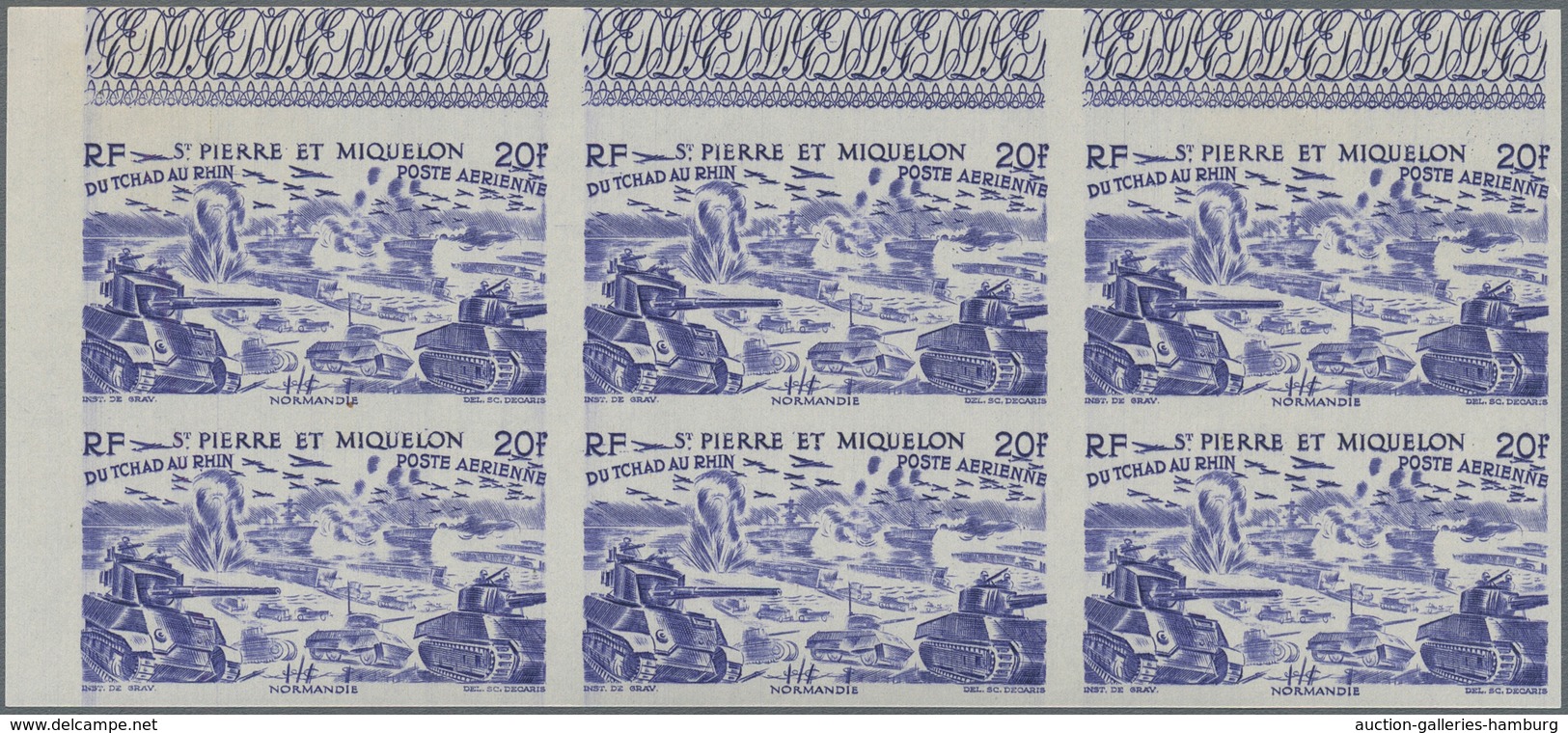 St. Pierre Und Miquelon: 1946, Du Chad Au Rhin, 5fr.-50fr., Complete Set Of Six Values In Imperforat - Sonstige & Ohne Zuordnung