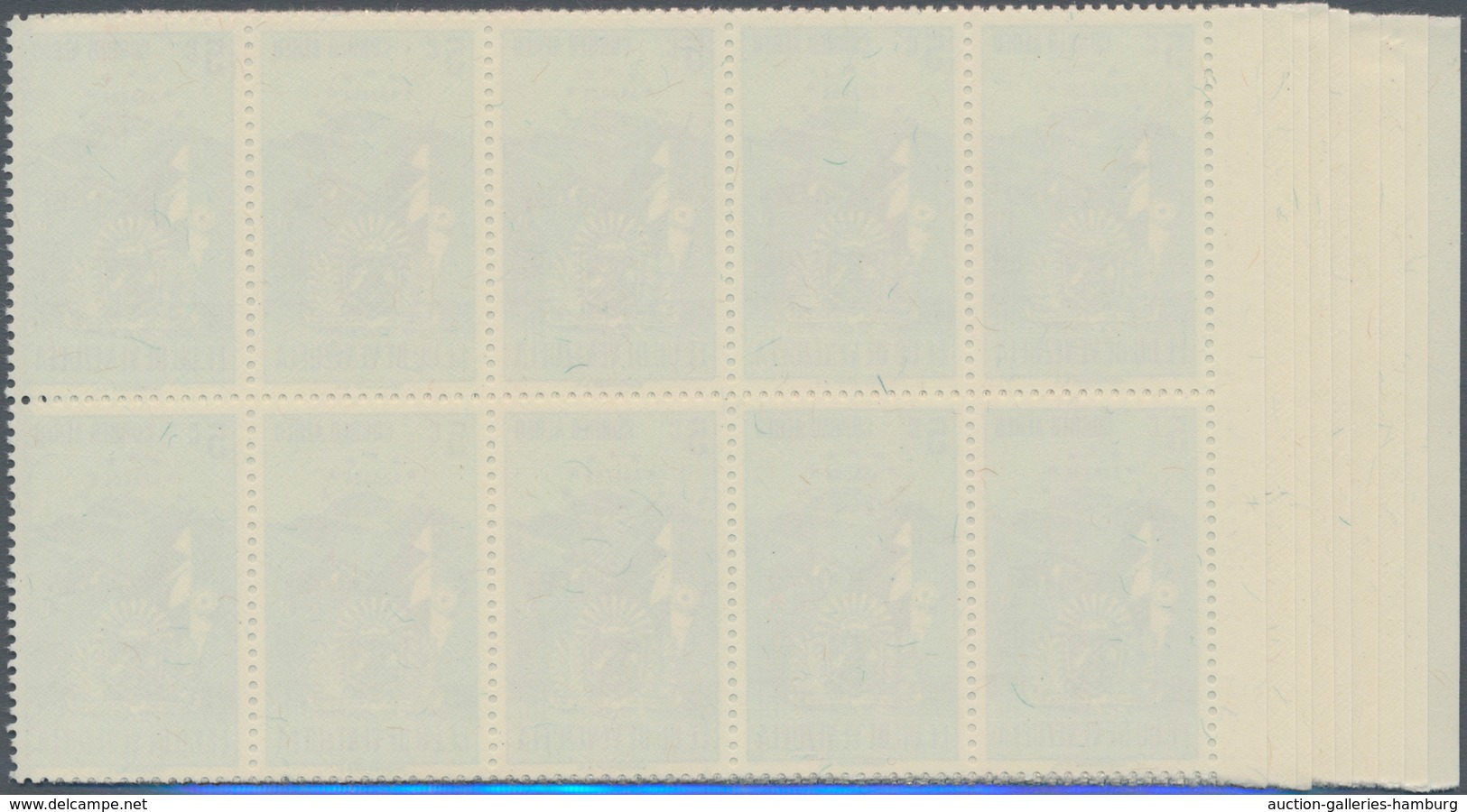 Venezuela: 1952, Coat Of Arms 'ARAGUA‘ Airmail Stamps Complete Set Of Nine In Blocks Of Ten From Lef - Venezuela