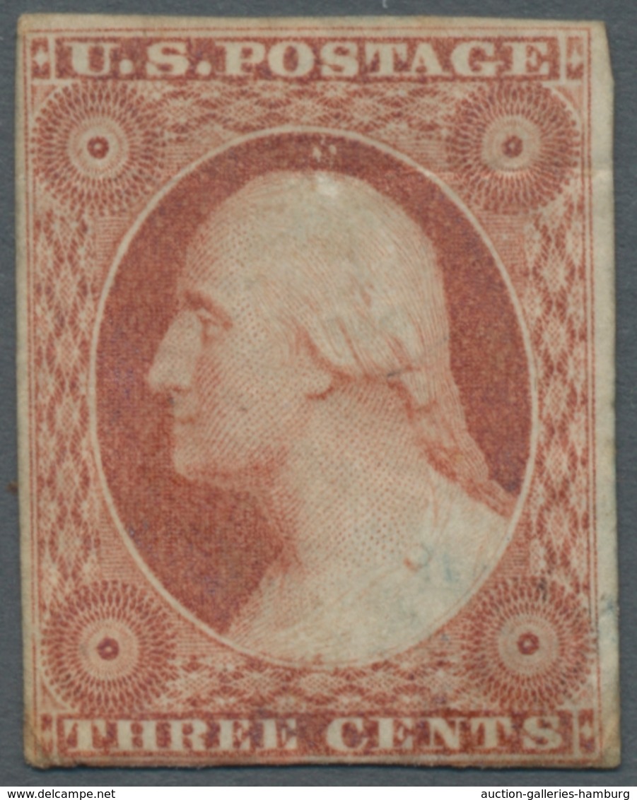 Vereinigte Staaten Von Amerika: 1851-1859, 3 Cents Orangebraun Ungezähnt, Type I Und II, Zwei Ungebr - Ungebraucht