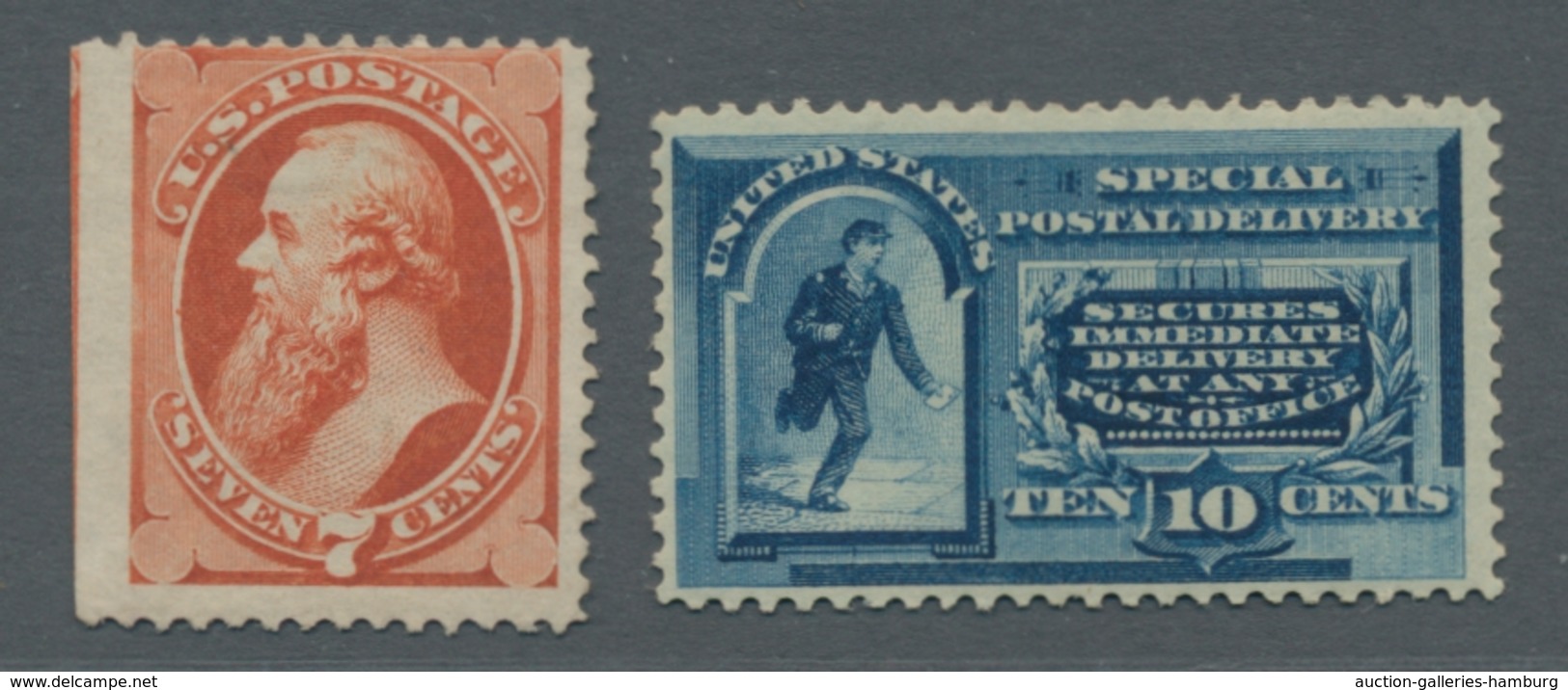 Vereinigte Staaten Von Amerika: 1870 - 1888, Kleines Lot, Bestehend Aus Der 7 C. Orangerot Ohne Waff - Unused Stamps