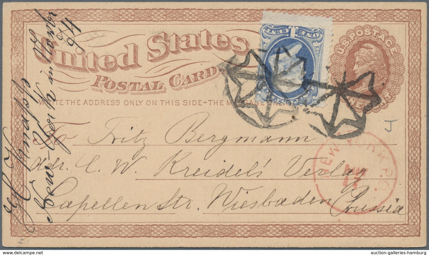 Vereinigte Staaten Von Amerika - Ganzsachen: 1874, Stationery Card 1 C Red-brown Uprated Franklin 1 - Sonstige & Ohne Zuordnung