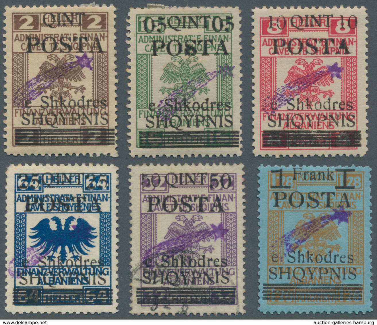 Albanien: 1919 - Freimarkenausgabe Stempelmarken Mit Kontrollaufdruck III - Inklusive Adler Type II - Albania