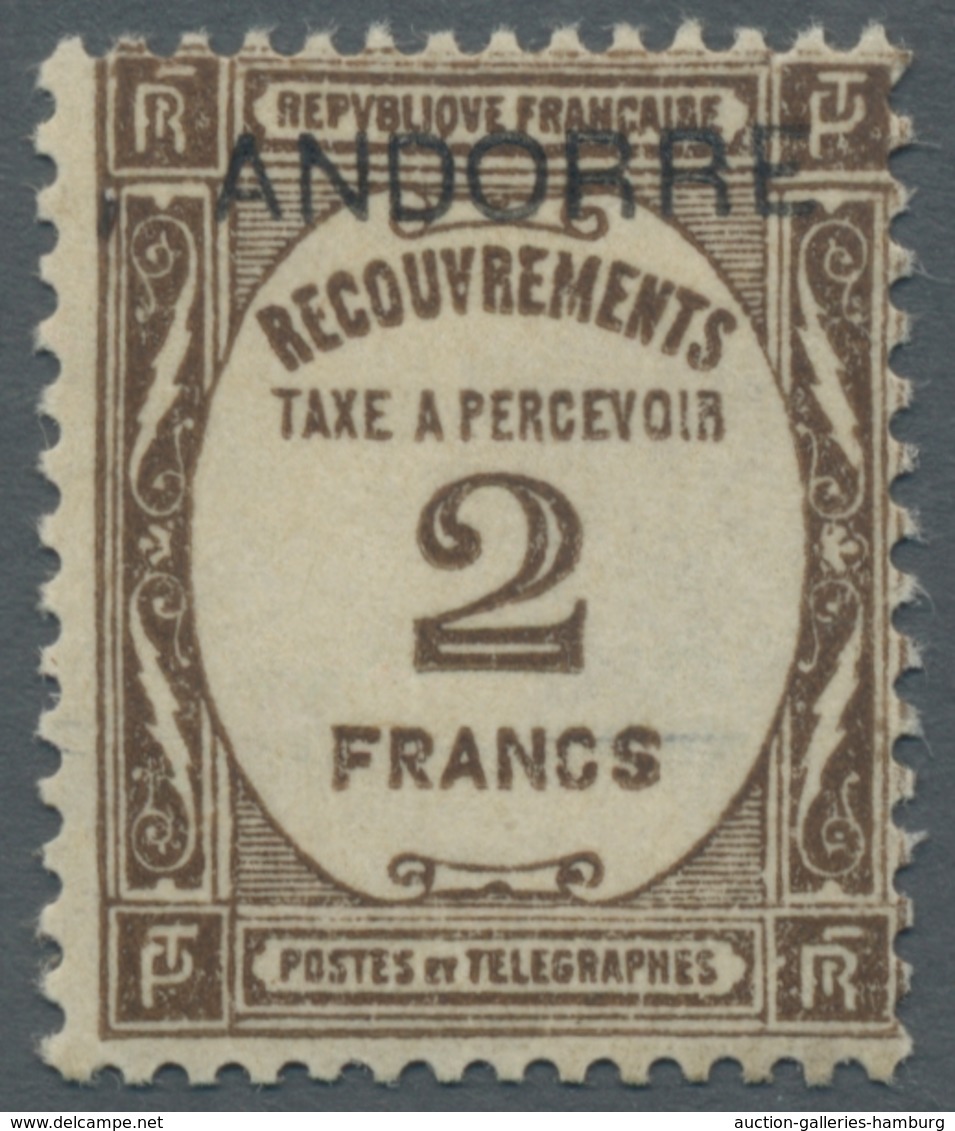 Andorra - Französische Post - Portomarken: 1932, Postauftrags-Portomarke 2 Franc Dunkelbraun (im Ori - Covers & Documents