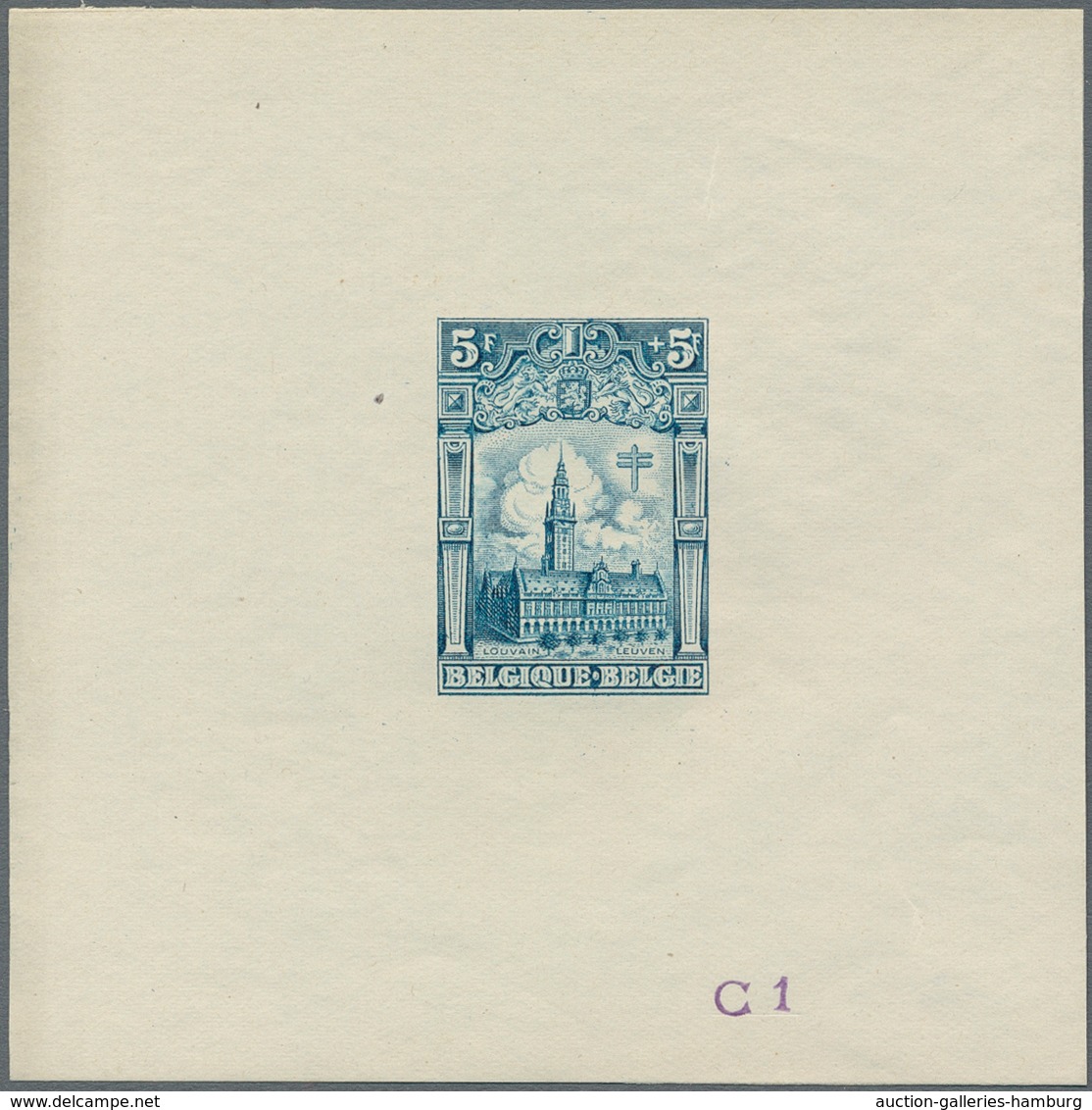 Belgien: 1928, Tuberculosis Fighting, 5fr.+5fr. "Leuven University", Set Of 20 Epreuves In Different - Briefe U. Dokumente