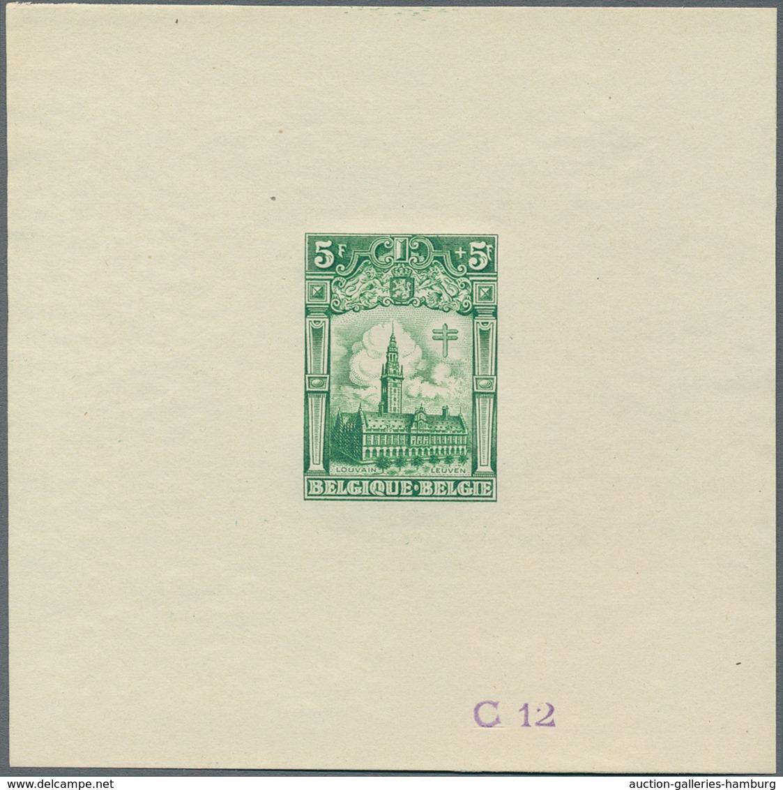 Belgien: 1928, Tuberculosis Fighting, 5fr.+5fr. "Leuven University", Set Of 20 Epreuves In Different - Briefe U. Dokumente